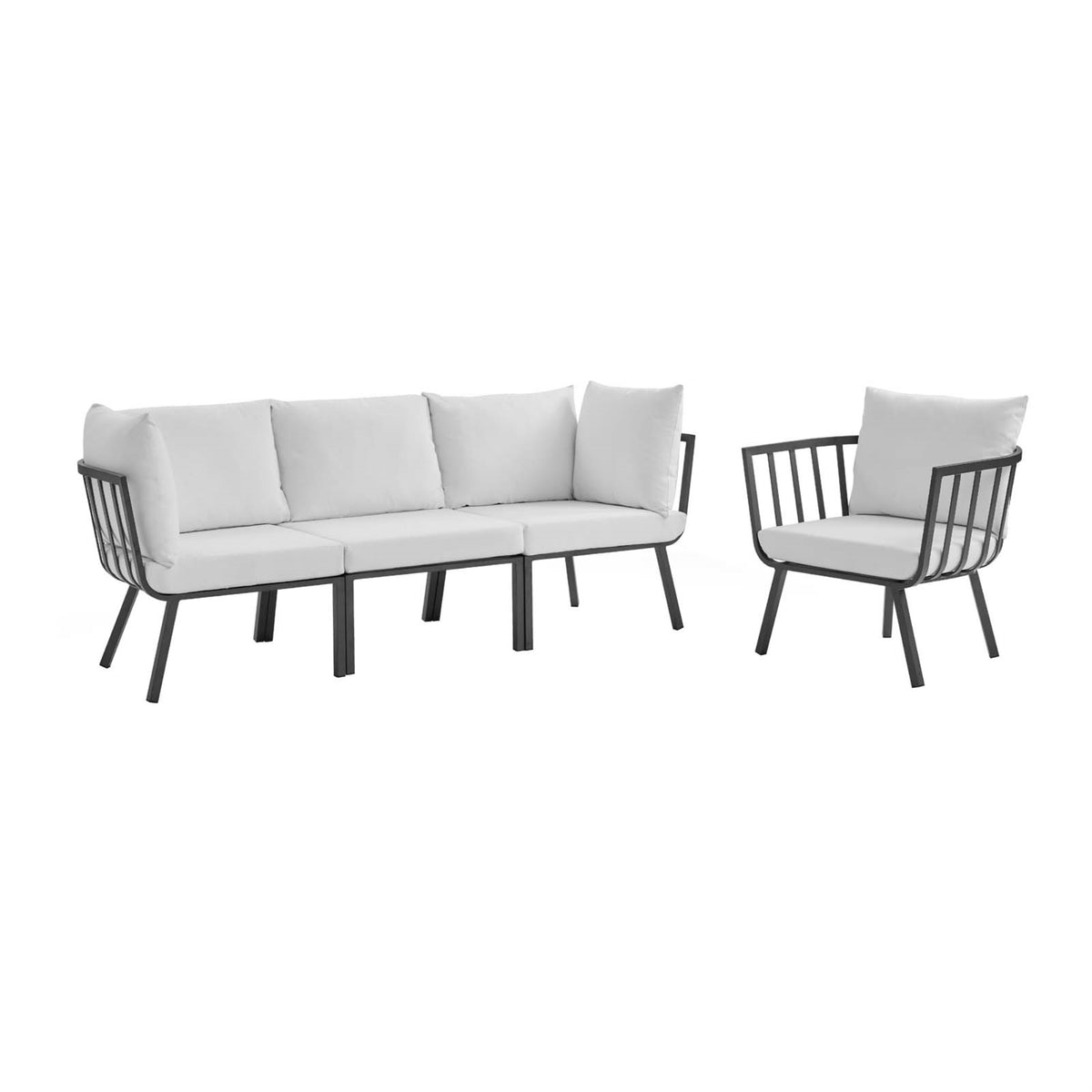 Riverside 4 Piece Outdoor Patio Aluminum Set Gray White