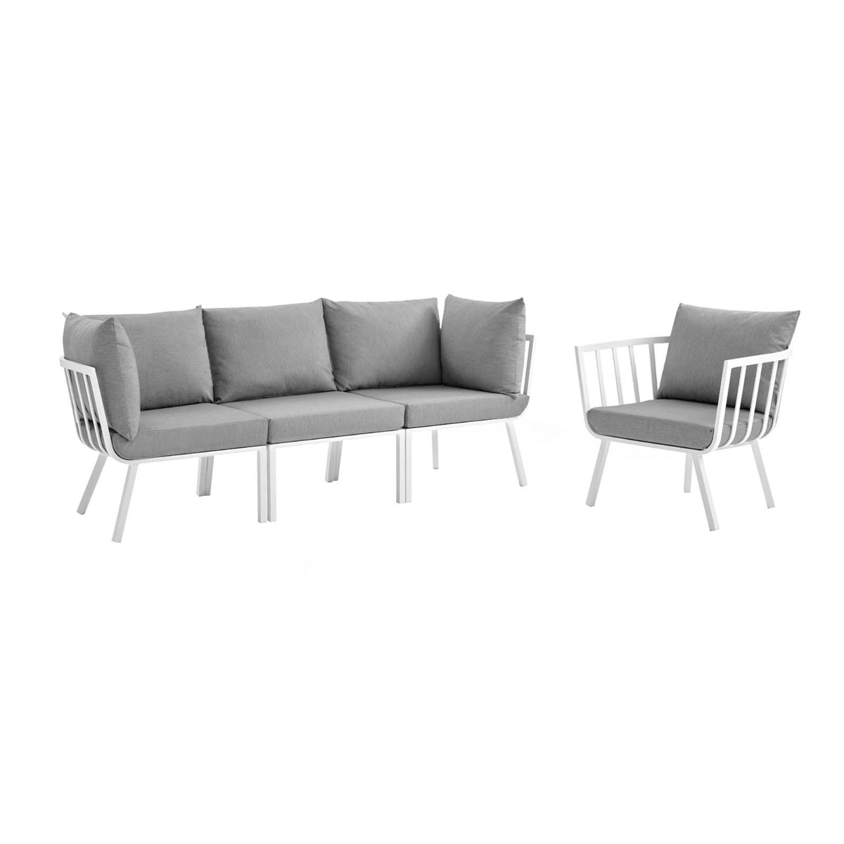 Riverside 4 Piece Outdoor Patio Aluminum Set White Gray