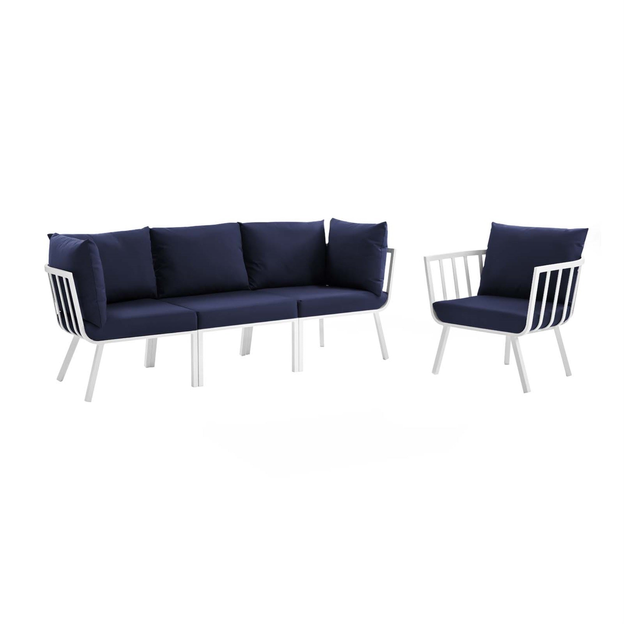 Riverside Outdoor Patio Aluminum Sofa Set - Coastal Design, Uv-Resistant Cushions, Durable Frame - Perfect For Patio, Backyard, Balcony - 4 Piece Set