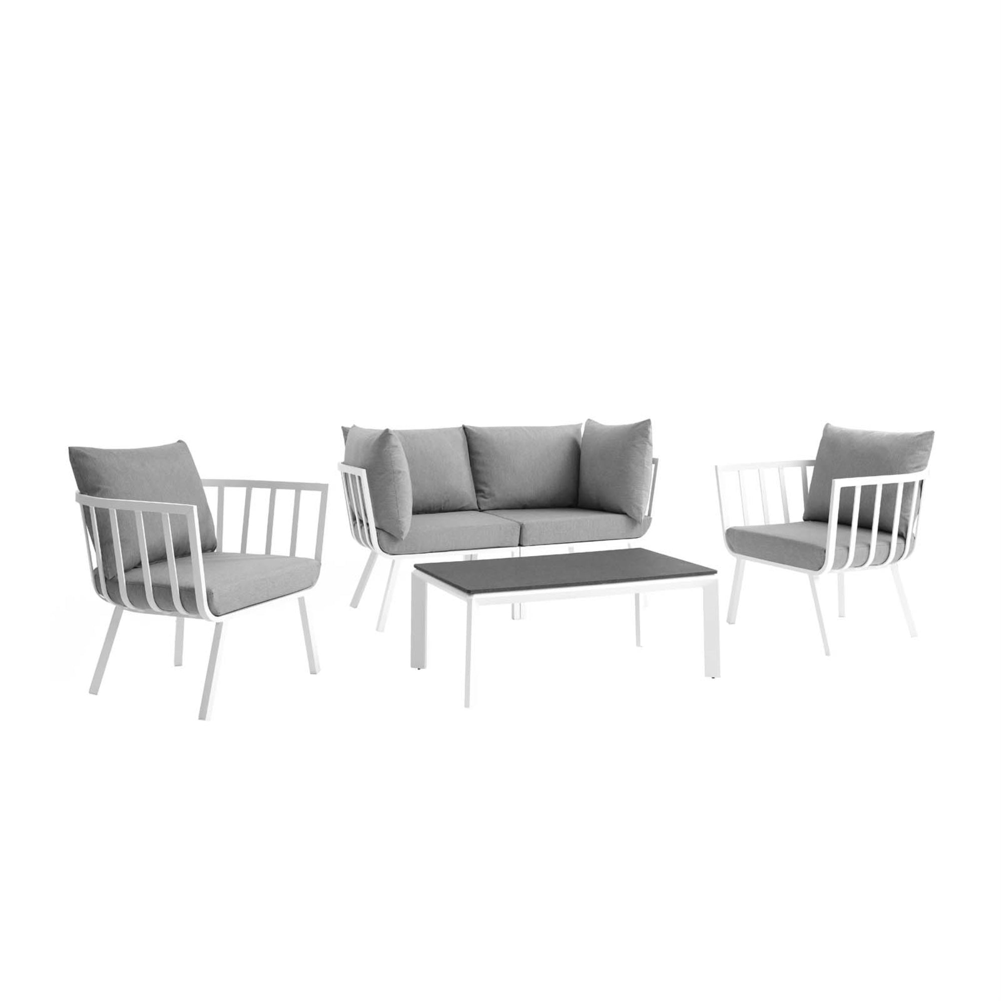 Riverside Outdoor Patio Aluminum Loveseat Set - Coastal Design, Uv-Resistant Cushions, Sturdy Frame, Scratch-Resistant Table