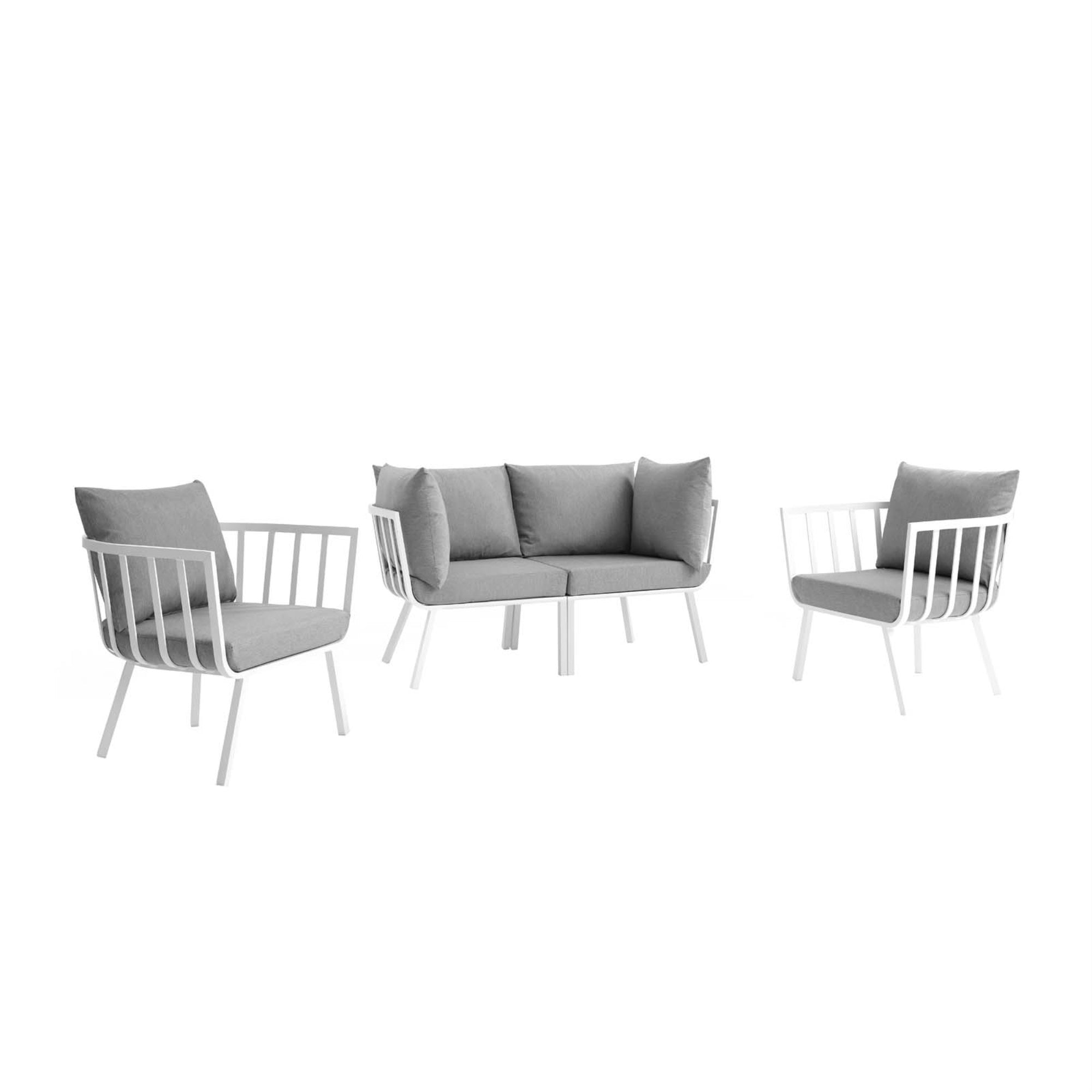 Riverside Outdoor Patio Aluminum Loveseat Set - Coastal Style, Uv-Resistant Cushions, Durable Frame, 4-Piece Set