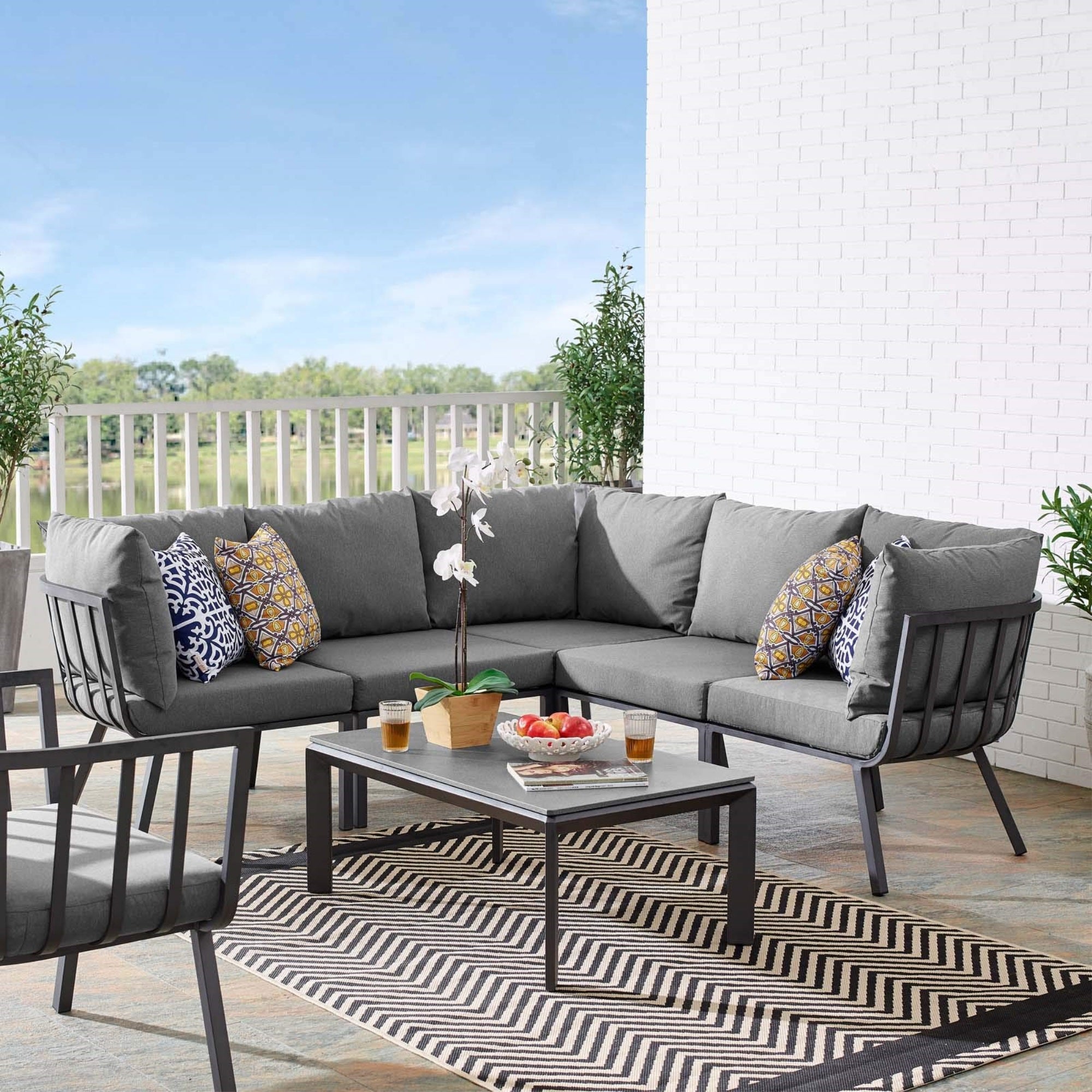 Casafoyer Riverside Outdoor Furniture, 6-Piece Set, Gray Charcoal