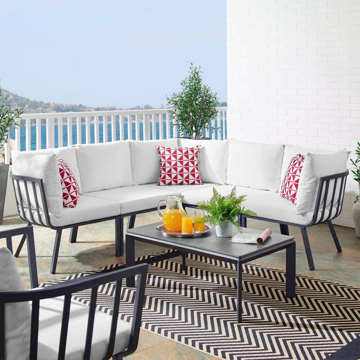 Casafoyer Riverside Outdoor Furniture, 6-Piece Set, Gray White