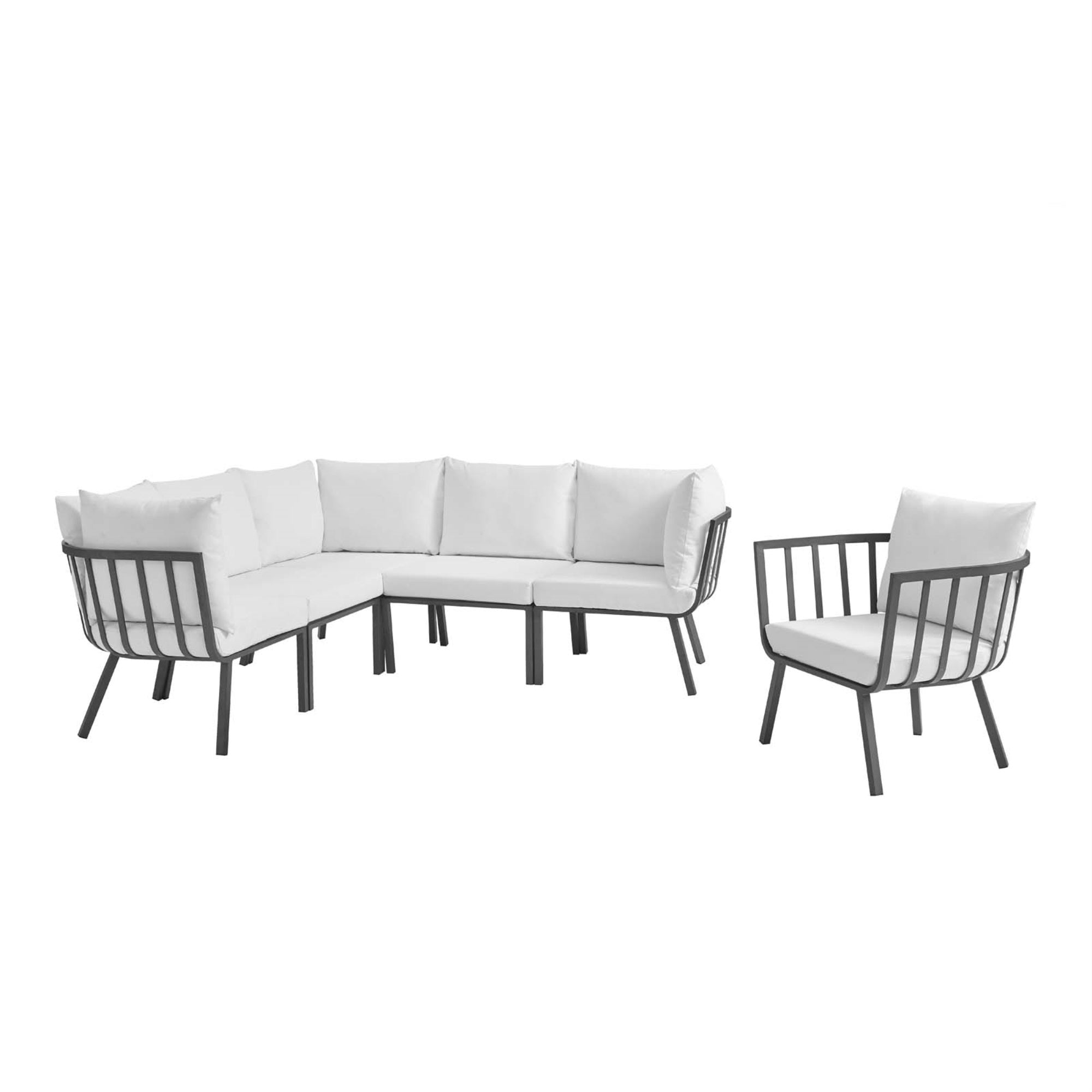 Riverside Outdoor Patio Aluminum Sectional Set - Coastal Style, Uv-Resistant Cushions, Powder-Coated Frame - Upgrade Your Outdoor Space!