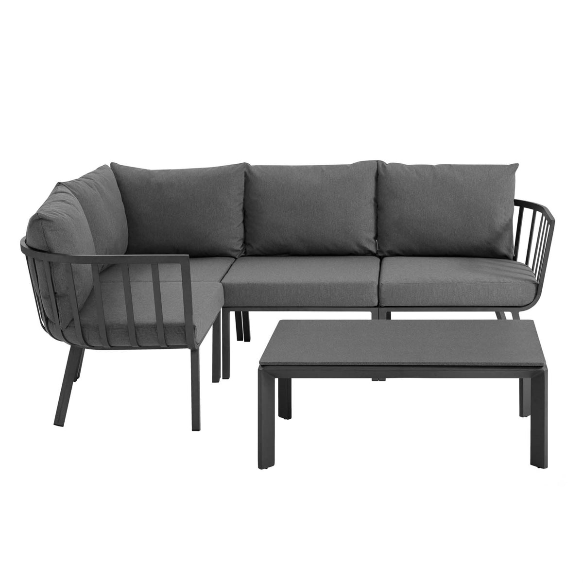 Riverside 5 Piece Outdoor Patio Aluminum Set Gray Charcoal