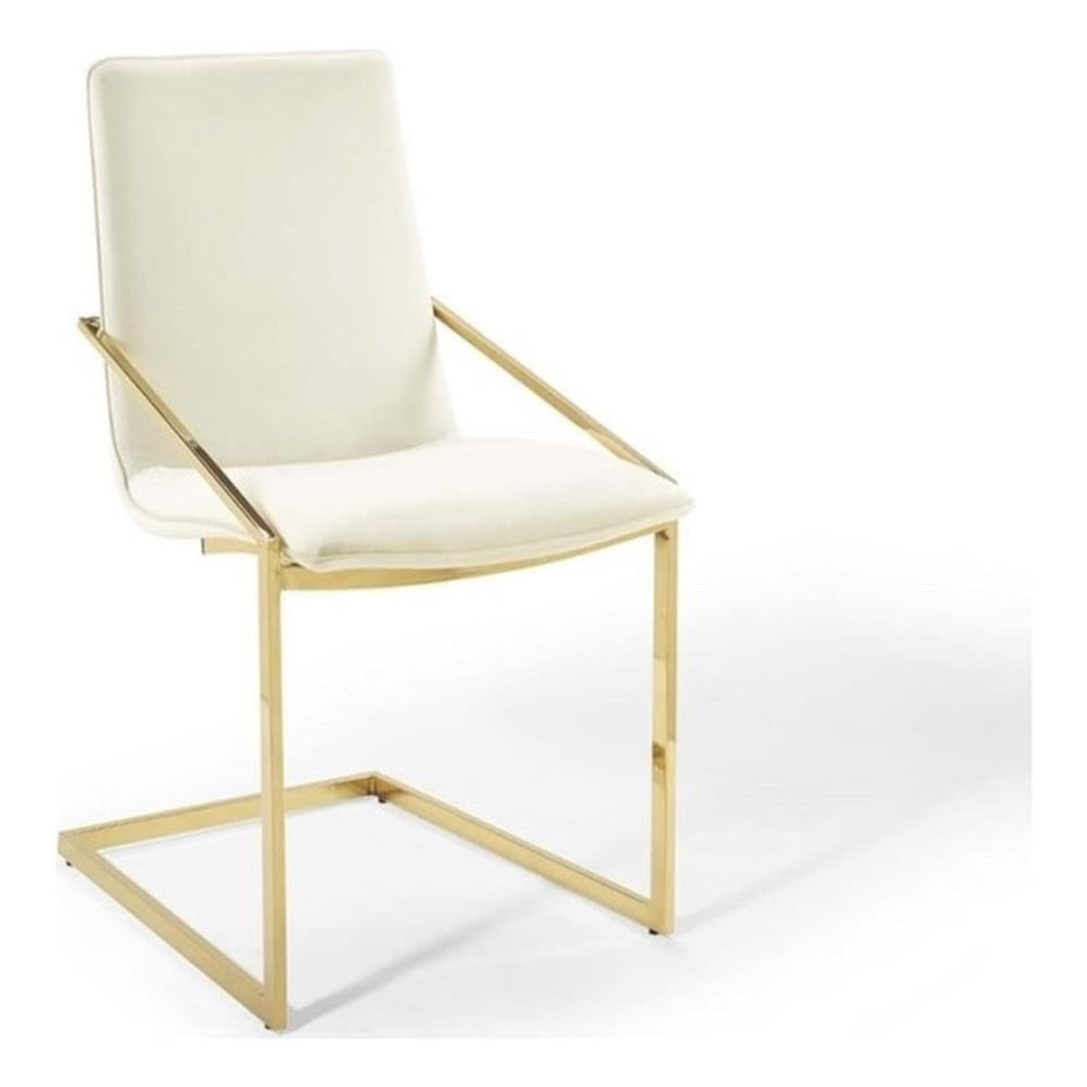 Casafoyer Pitch Performance Velvet Dining Armchair, Gold Ivory