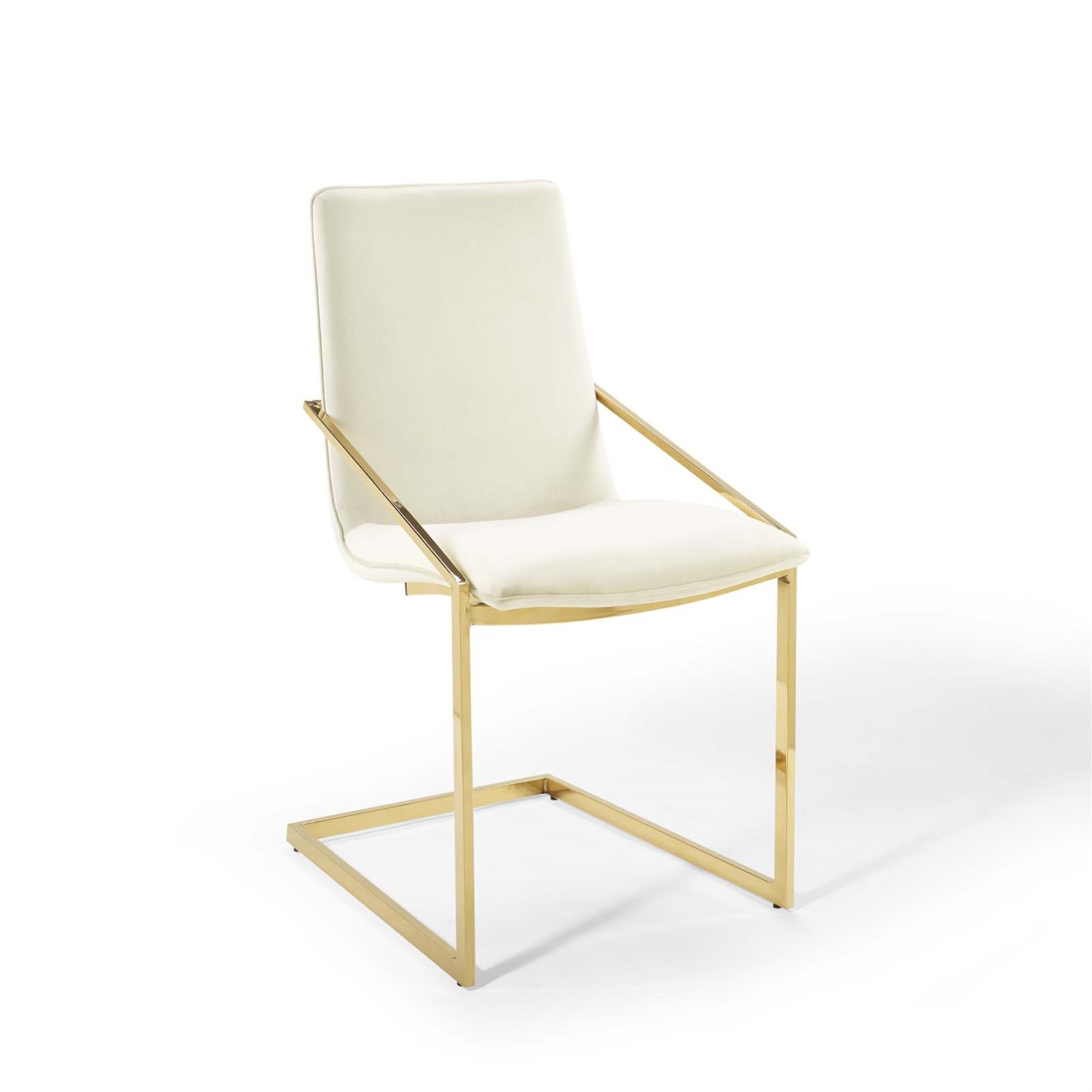 Pitch Performance Velvet Upholstered Dining Armchair - Gold Stainless Steel Frame, Foam Padded Seat, Stain-Resistant Velvet Upholstery, Non-Marking Foot Caps, Modern Aesthetic, 330 Lbs Weight Capacity