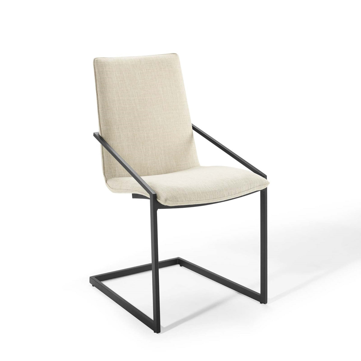 Pitch Upholstered Fabric Dining Armchair Black Beige