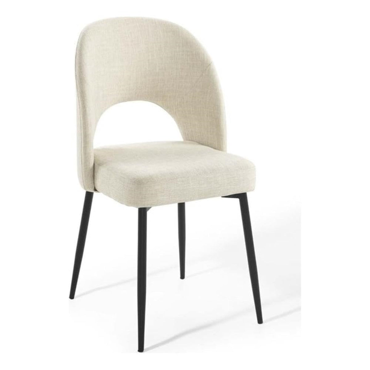 Casafoyer Rouse Upholstered Fabric Dining Side Chair, Black Beige 23 X 19.5 X 33.5