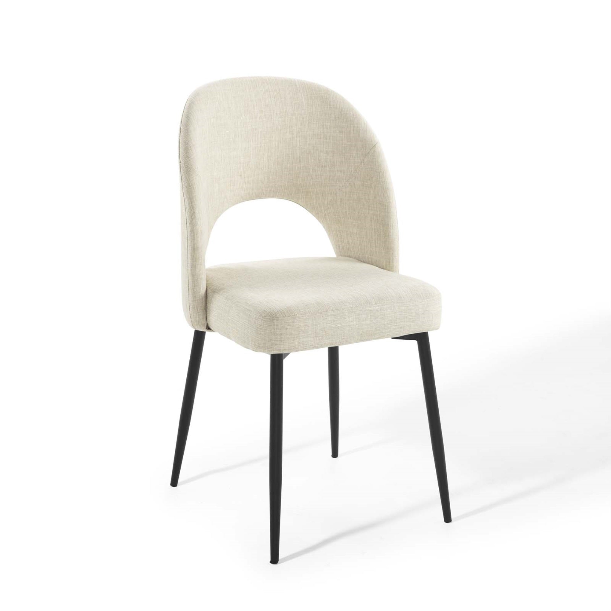 Rouse Upholstered Fabric Dining Side Chair - Stylish & Comfortable, Densely Padded Foam, Soft Fabric Upholstery, Bentwood Construction, Matte Black Stainless Steel Legs, Open Back Design, Weight Capacity 331 Lbs, Set Of 1