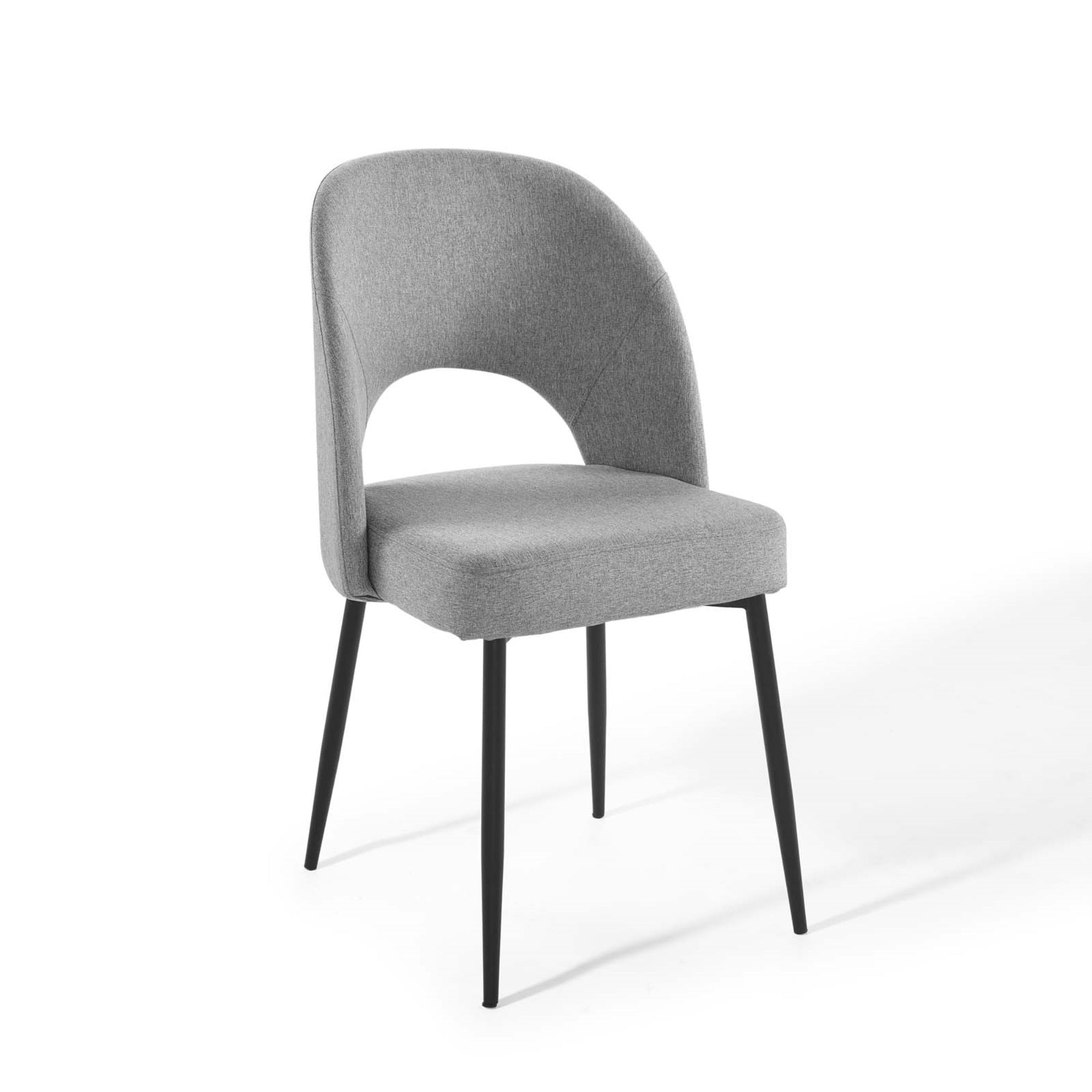 Rouse Upholstered Fabric Dining Side Chair - Stylish & Comfortable With Durable Bentwood Construction, Soft Fabric Upholstery & Matte Black Stainless Steel Legs. Perfect For Any Dining Room.