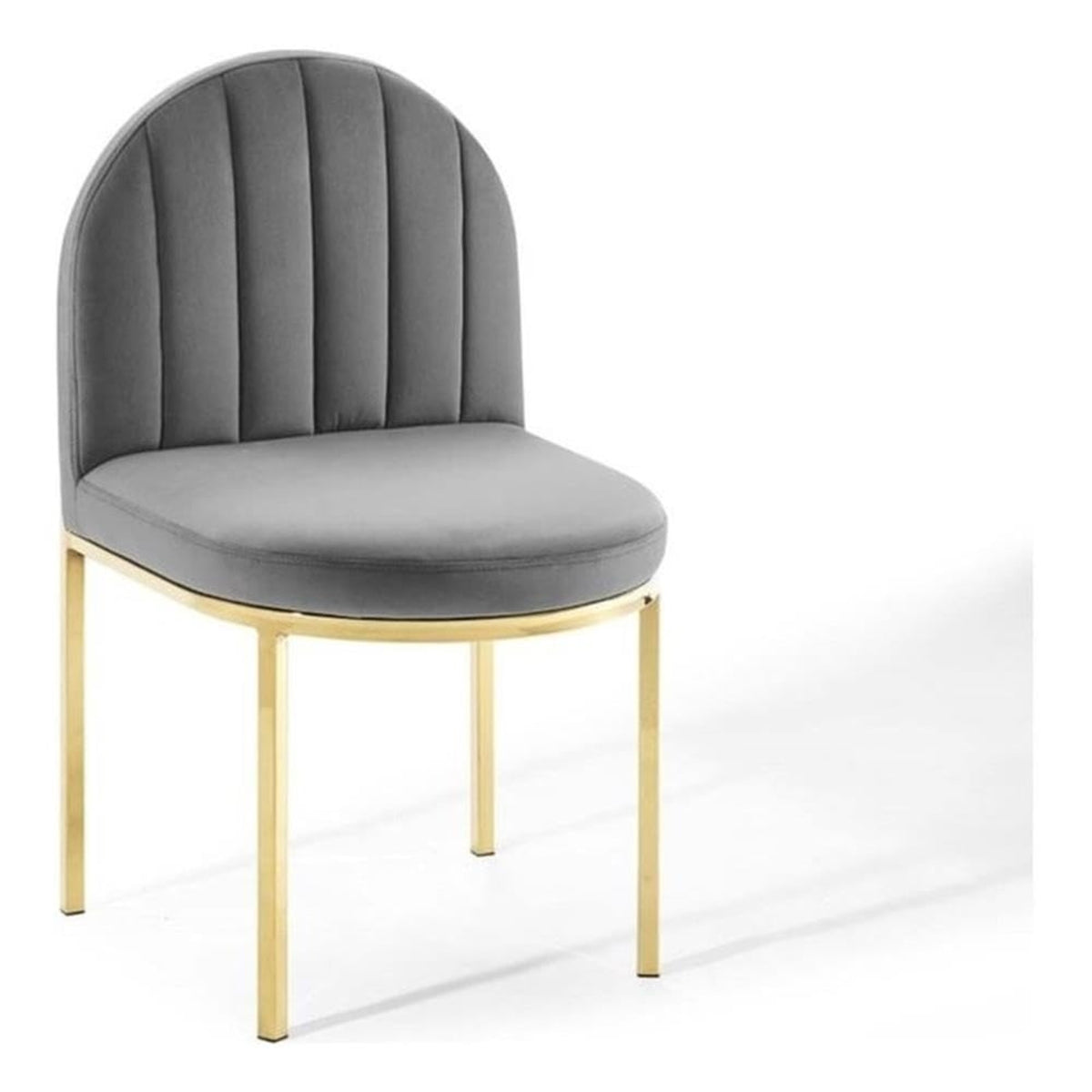 Casafoyer Isla Channel Tufted Performance Velvet Dining Side Chair, Gold Gray