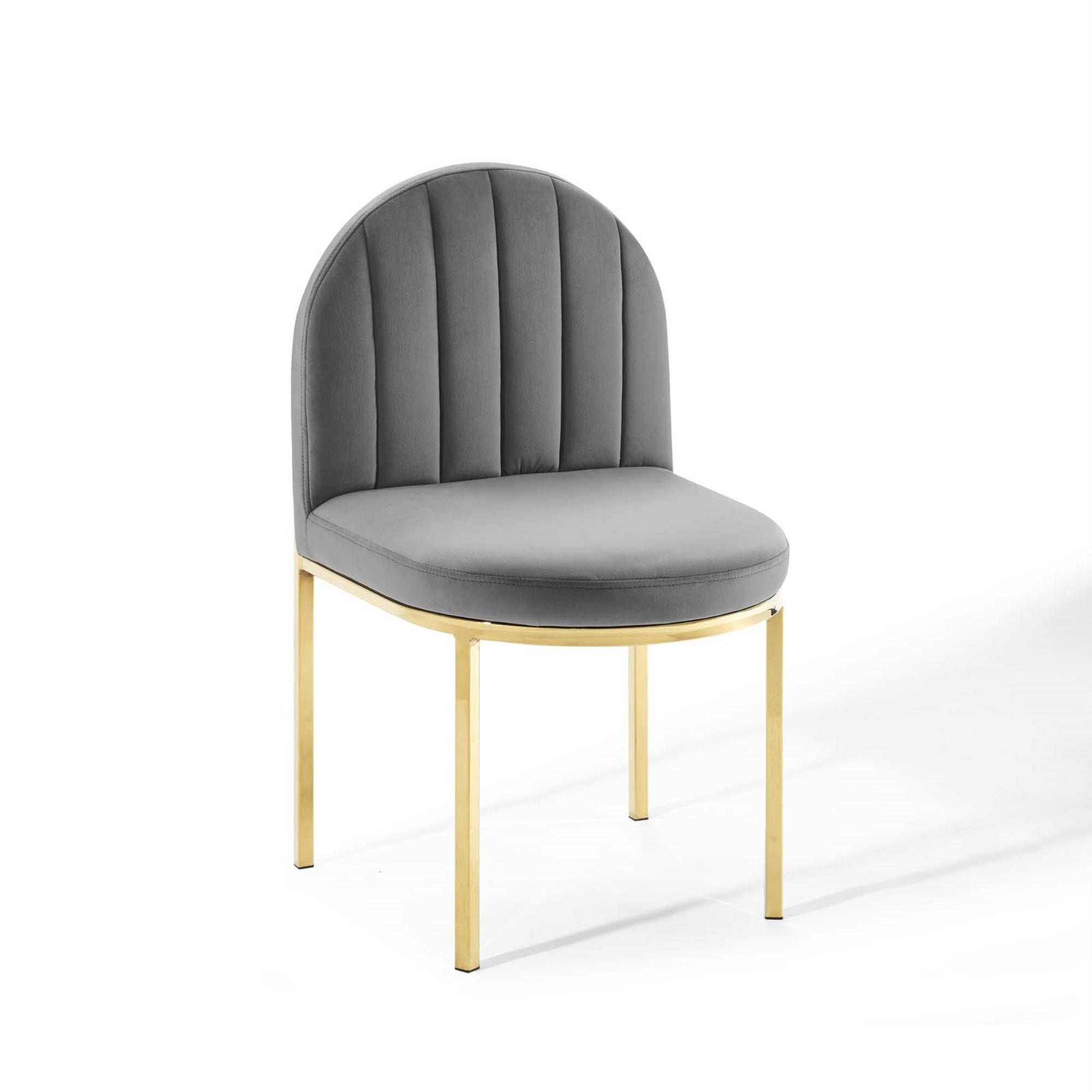 Isla Channel Tufted Performance Velvet Dining Side Chair Gold Gray