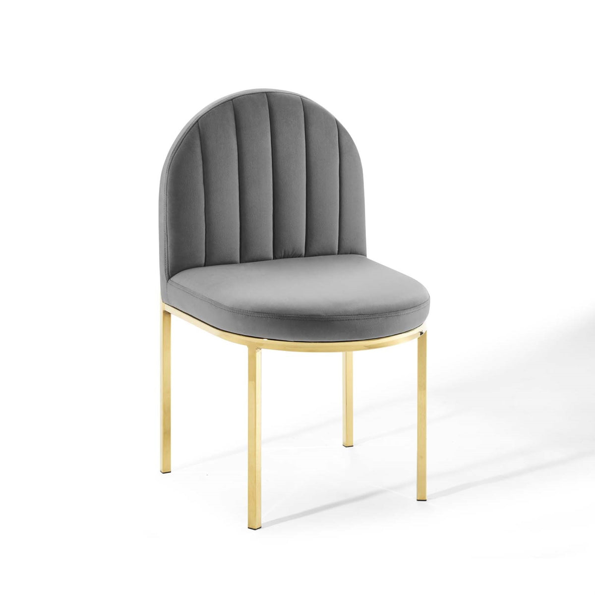 Isla Channel Tufted Performance Velvet Dining Side Chair Gold Gray