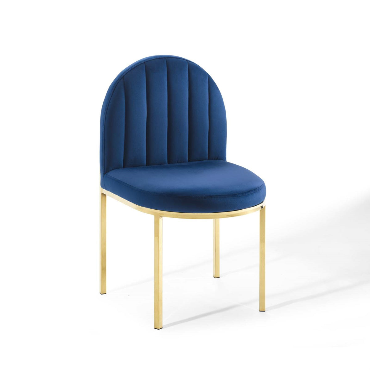 Isla Channel Tufted Performance Velvet Dining Side Chair Gold Navy