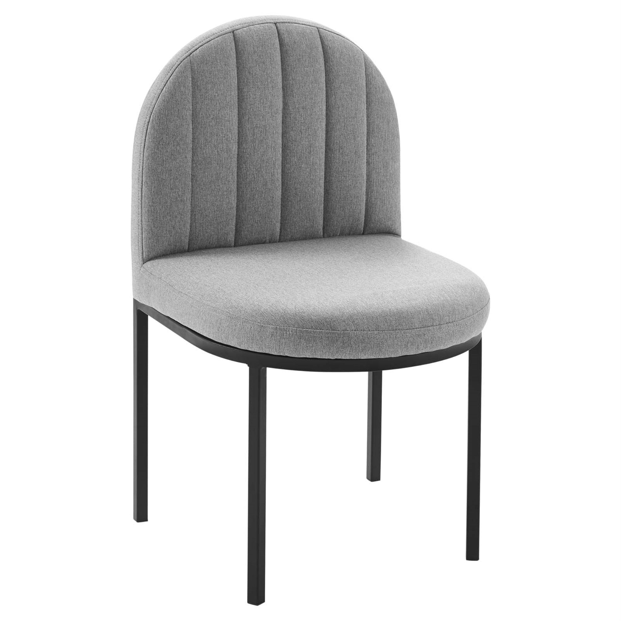 Isla Channel Tufted Upholstered Fabric Dining Side Chair Black Light Gray