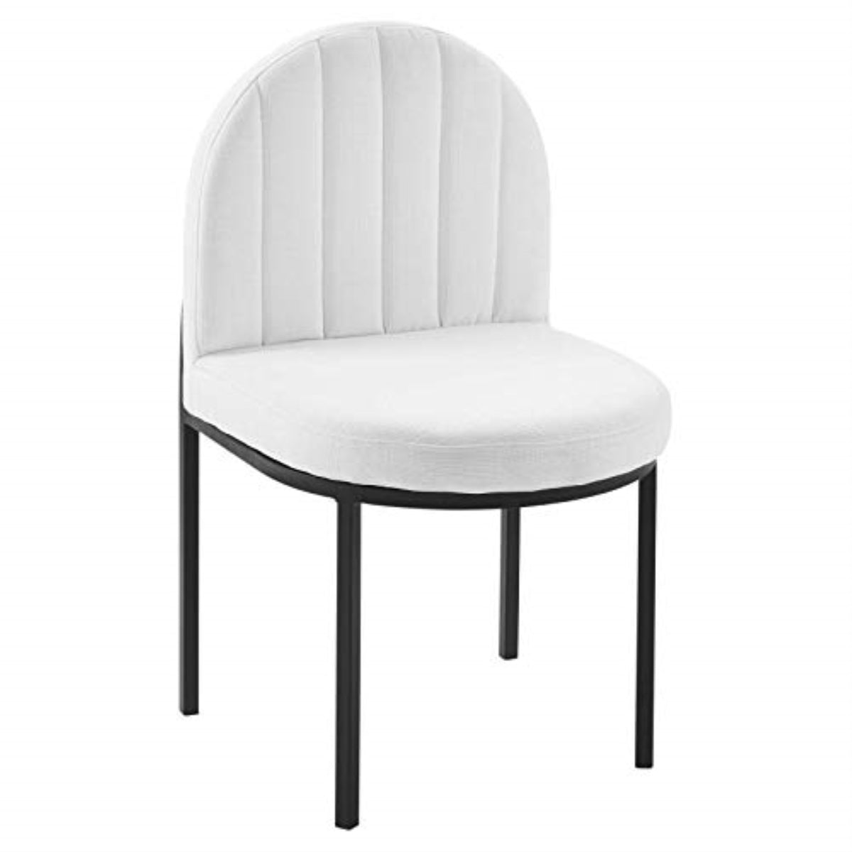 Casafoyer Isla Channel Tufted Upholstered Fabric Dining Side Chair, Black White