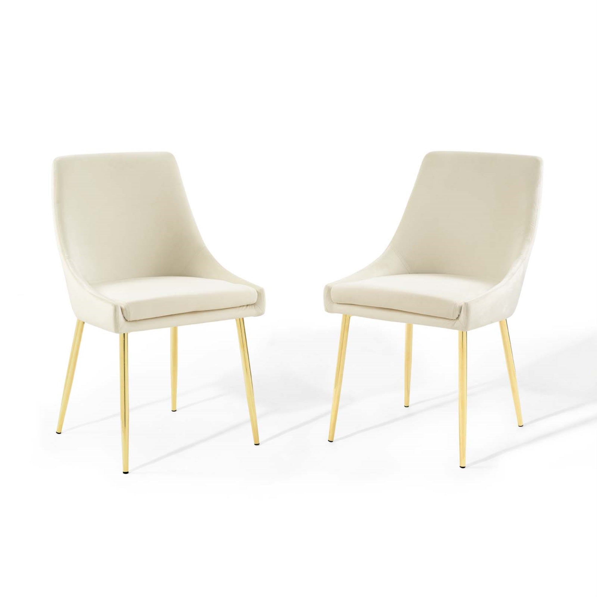 Viscount Performance Velvet Upholstered Dining Chair - Set Of 2 | Elegant Design | Stain-Resistant | Gold Stainless Steel Legs | Vintage Modern Style | 300 Lb Weight Capacity
