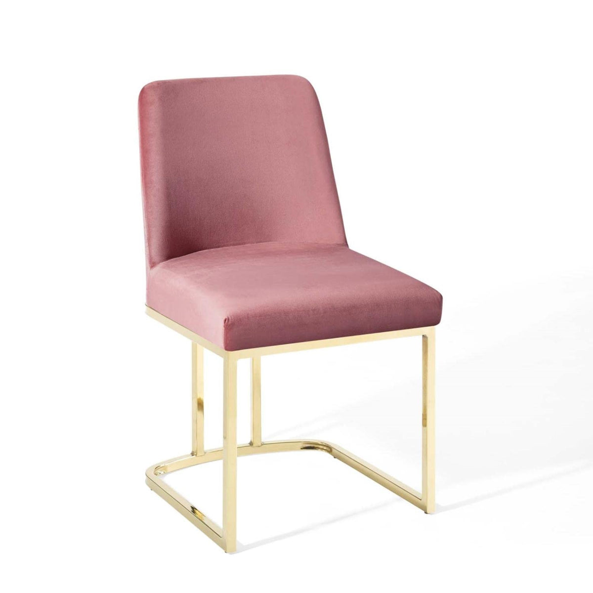 Casafoyer Amplify Sled Base Performance Velvet Dining Side Chair, Gold Dusty Rose