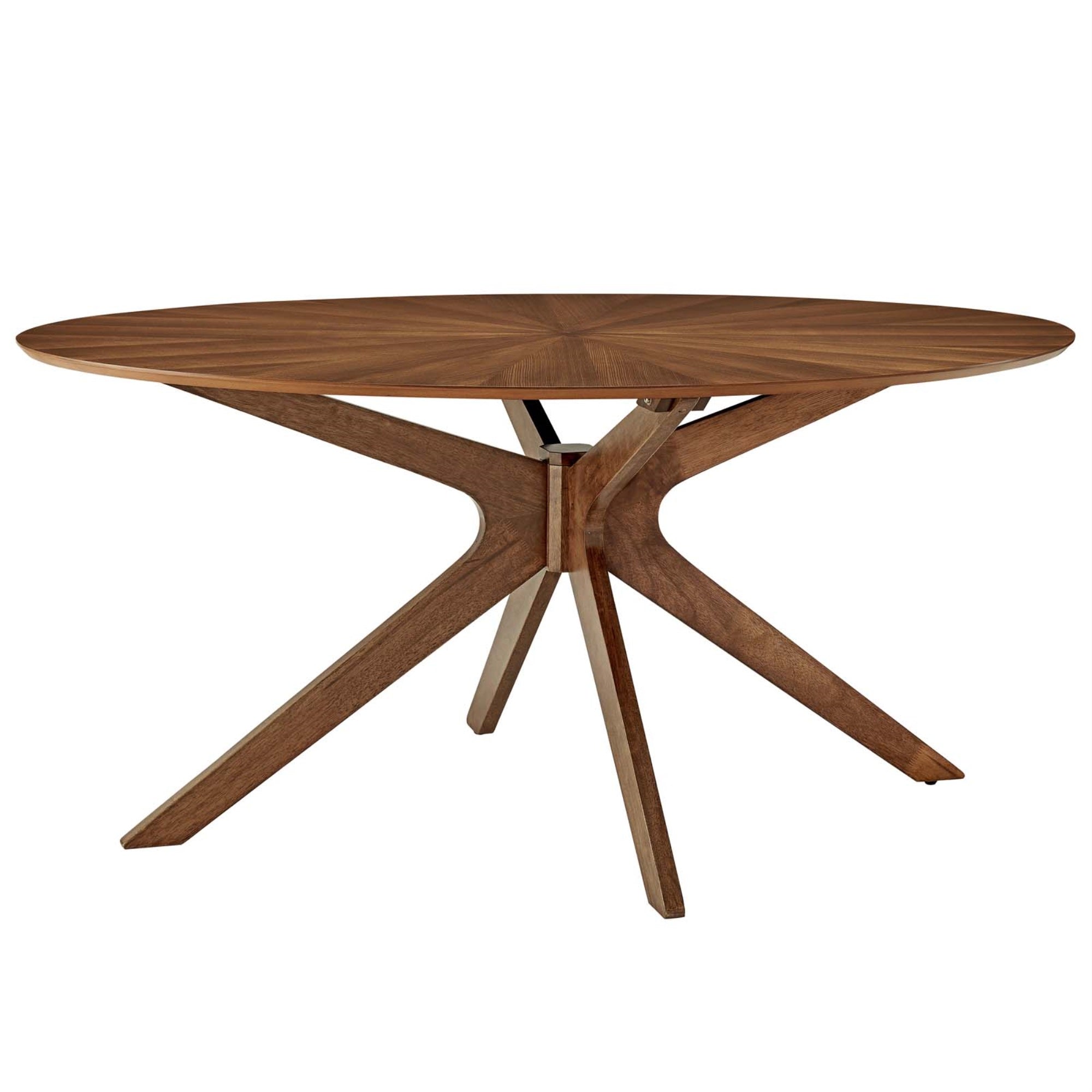 Crossroads 63' Oval Pedestal Wood Dining Table - Walnut Veneer | Seats 8 | Elegant Intersecting Legs | Durable Rubberwood | Modern Home
