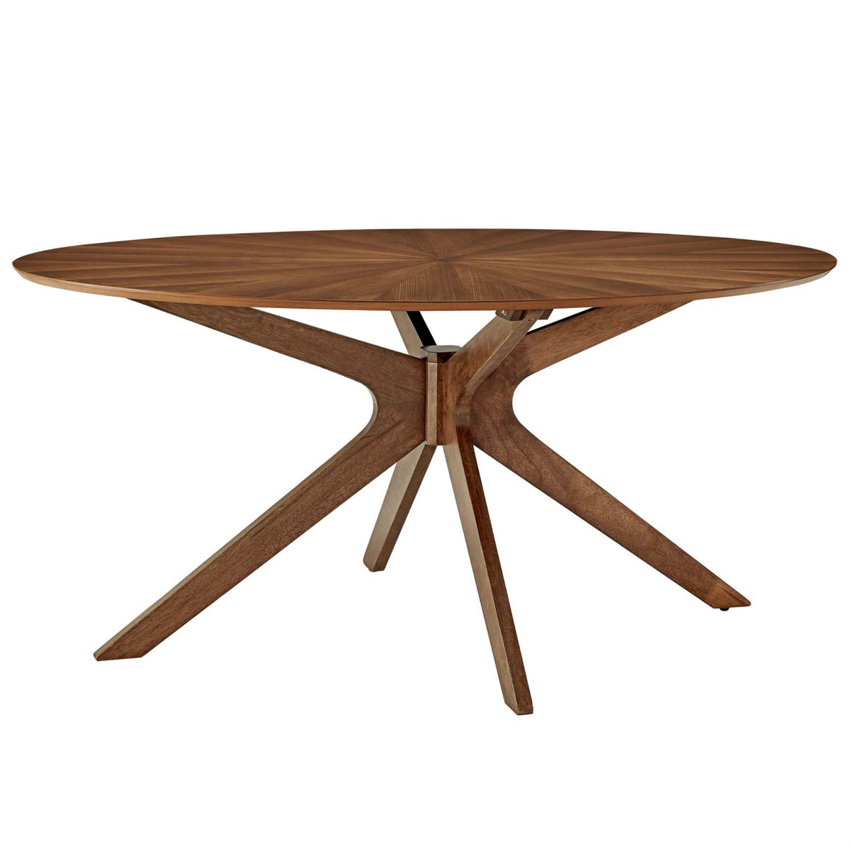 Crossroads 63' Oval Pedestal Wood Dining Table - Walnut Veneer | Seats 8 | Elegant Intersecting Legs | Durable Rubberwood | Modern Home