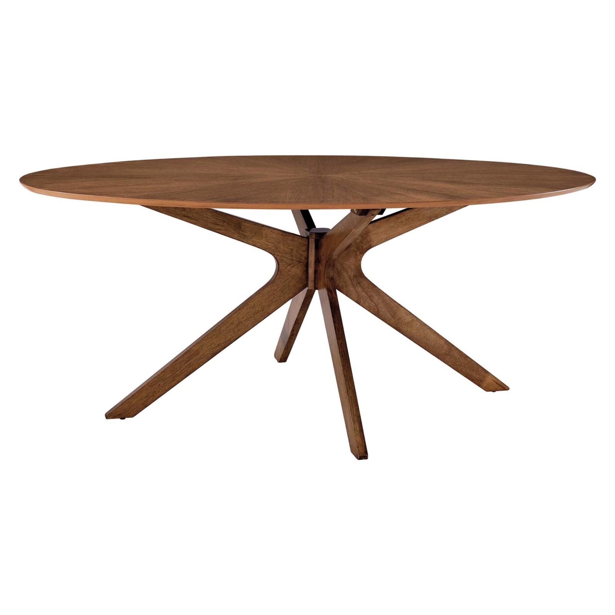 Crossroads 71' Oval Pedestal Wood Dining Table - Walnut Veneer | Seats 8 | Elegant Intersecting Legs | Durable Rubberwood & Mdf | Modern Dcor