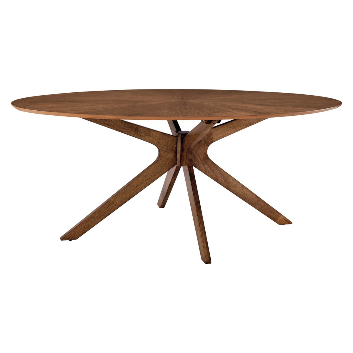 Crossroads 71' Oval Pedestal Wood Dining Table - Walnut Veneer | Seats 8 | Elegant Intersecting Legs | Durable Rubberwood & Mdf | Modern Dcor