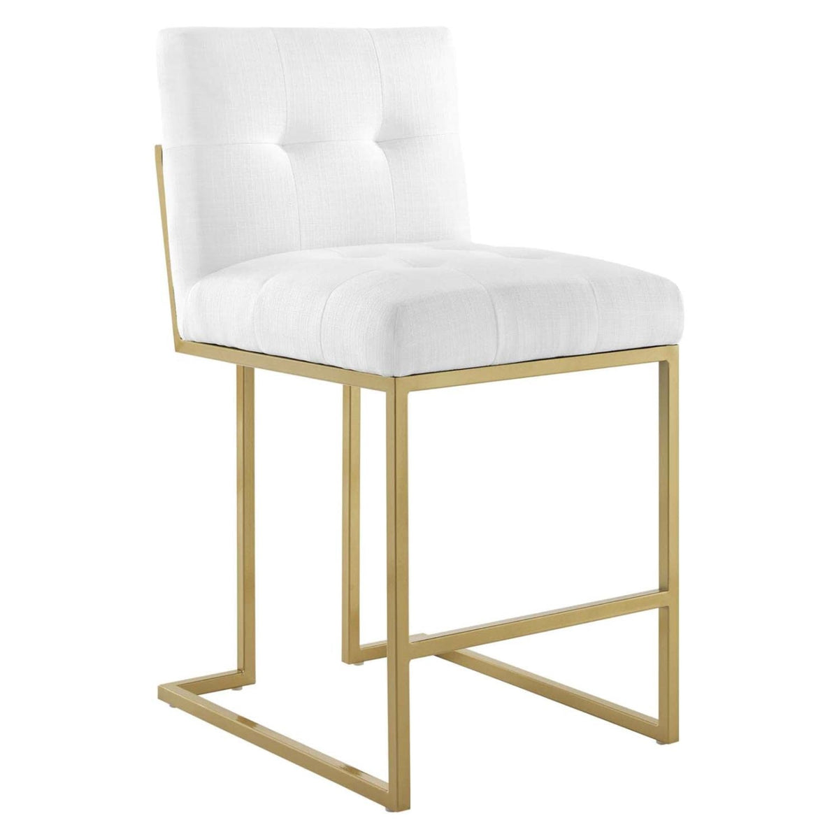 Casafoyer Eei-3852 Privy Stainless Steel Upholstered Fabric Counter Stool, Gold White
