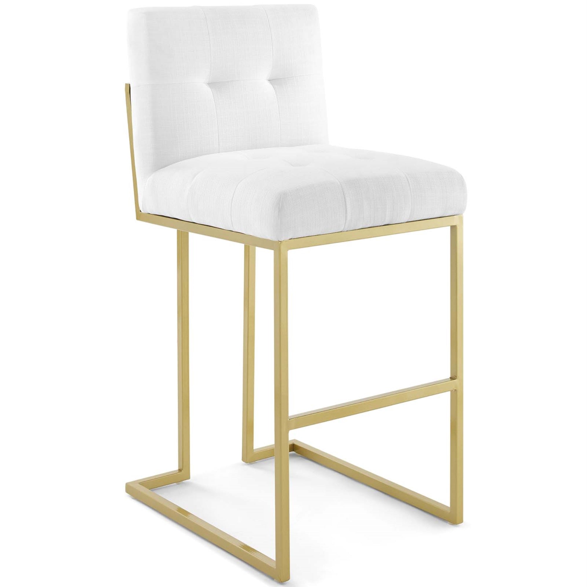 Privy Gold Stainless Steel Upholstered Fabric Bar Stool Gold White