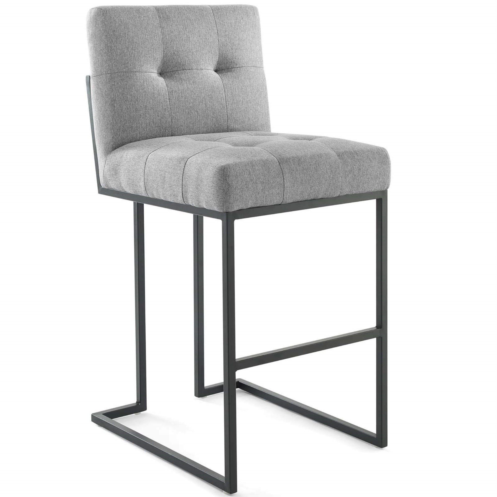 Yardlio Luxurious Art Deco Bar Stool: Privy - Elegant Upholstery, Sleek Black Base