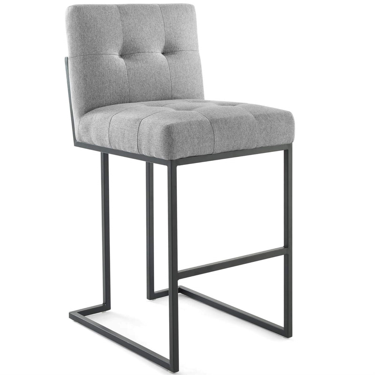 Yardlio Luxurious Art Deco Bar Stool: Privy - Elegant Upholstery, Sleek Black Base