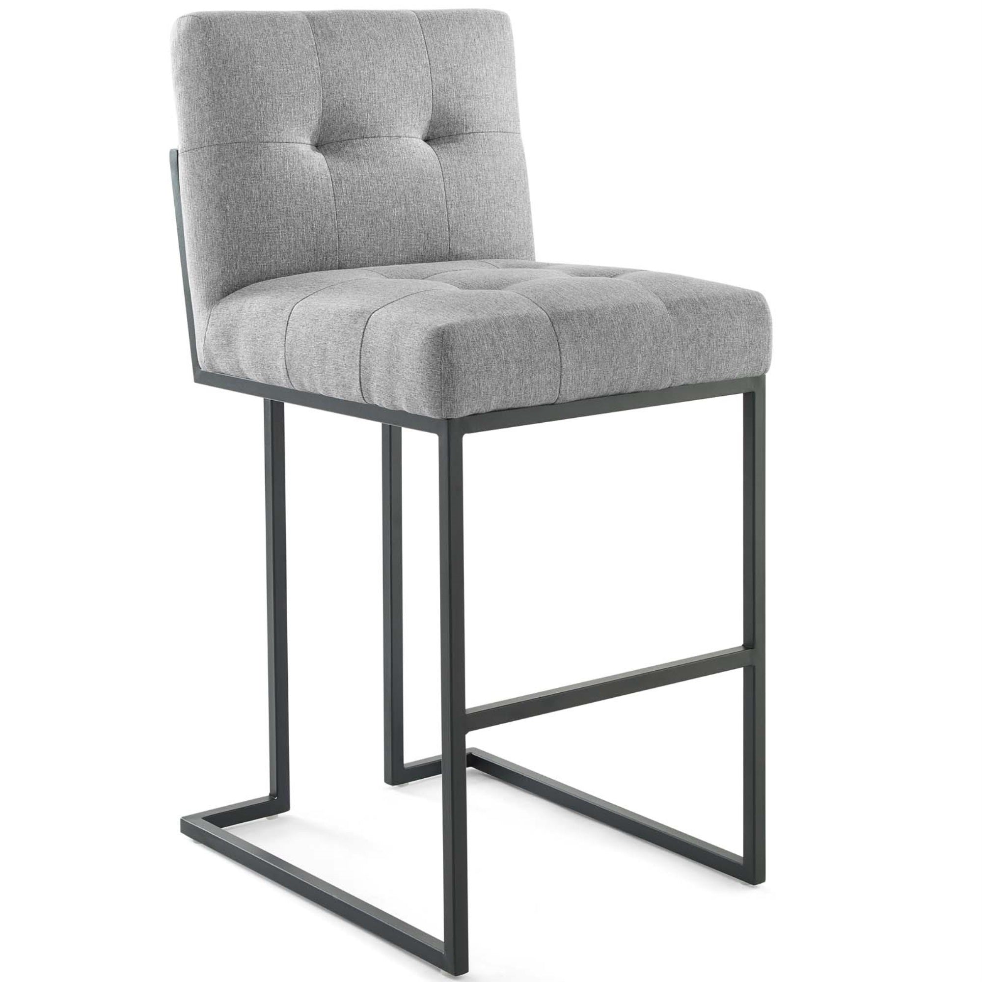 Casafoyer Glamorous Art Deco Bar Stool: Privy - Plush Upholstery, Matte Black Base