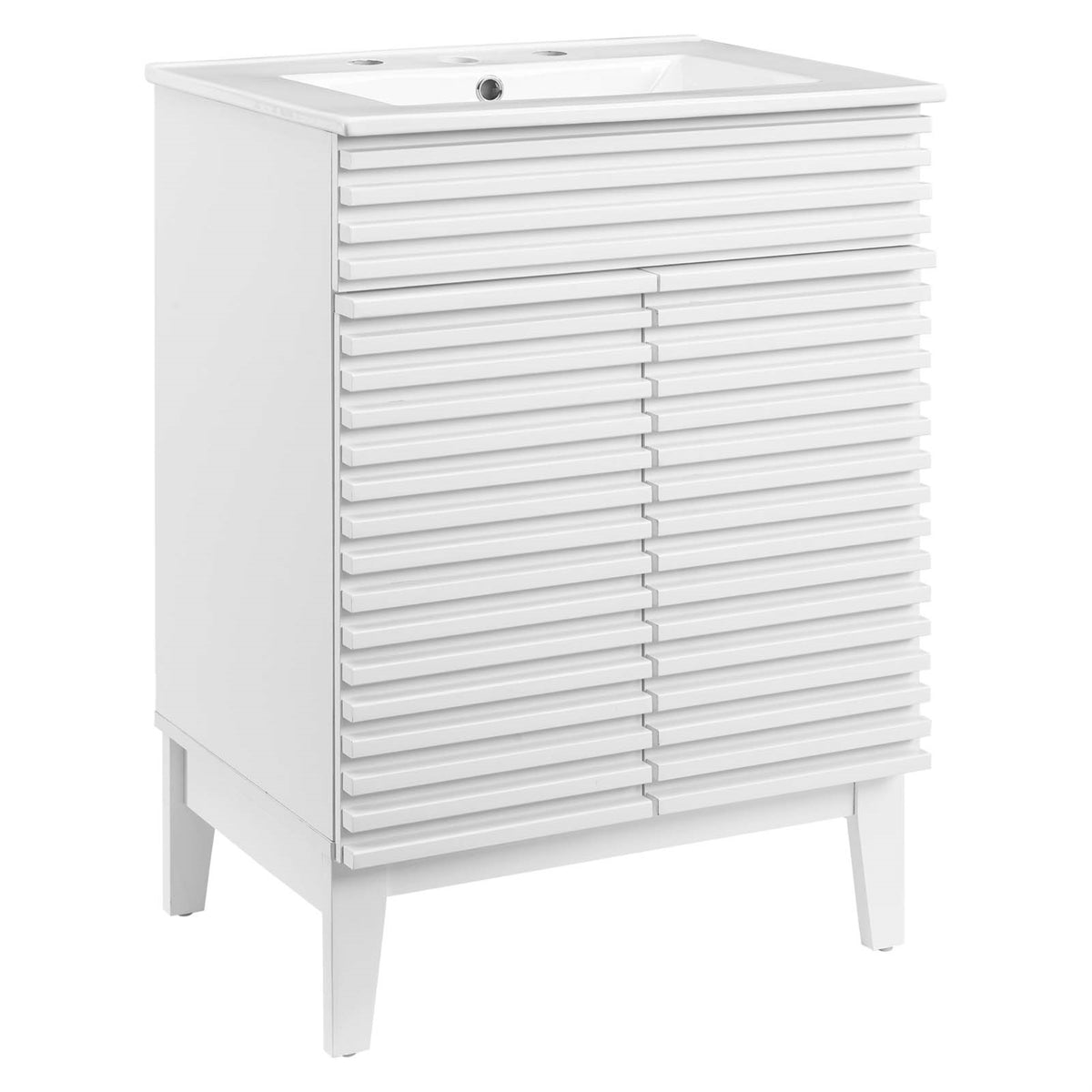 Mid-Century Modern Render Vanity With Walnut Grain Laminate, Adjustable ...