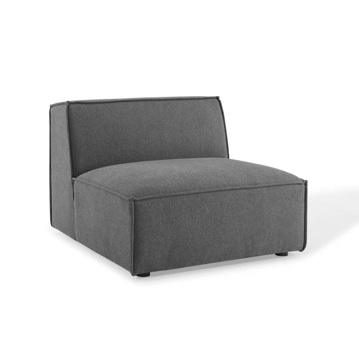Create Your Perfect Lounge Space With The Restore Upholstered Fabric Sectional Sofa Armless Chair - Elegant Design, French Piping, Polyester Upholstery, Dense Foam Padding, Sturdy Construction - Charcoal'