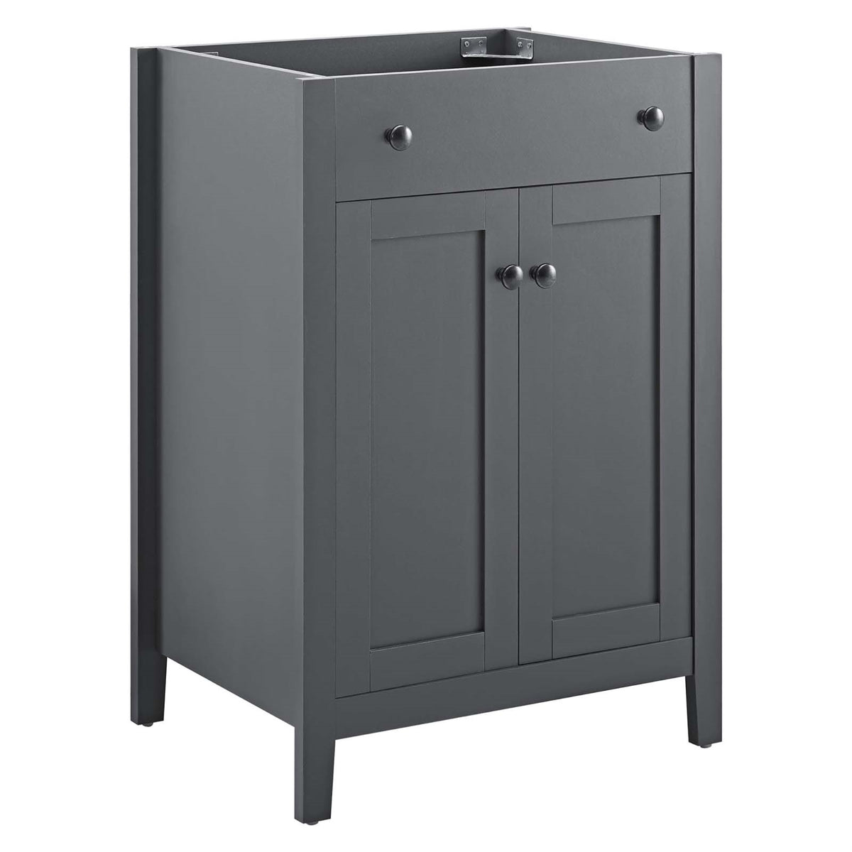 Nantucket Bathroom Vanity|Elegant Design|Durable Wood Construction|Concealed Storage Shelves|Modern Gray Finish|Assembly Required|Sink Basin Not Included