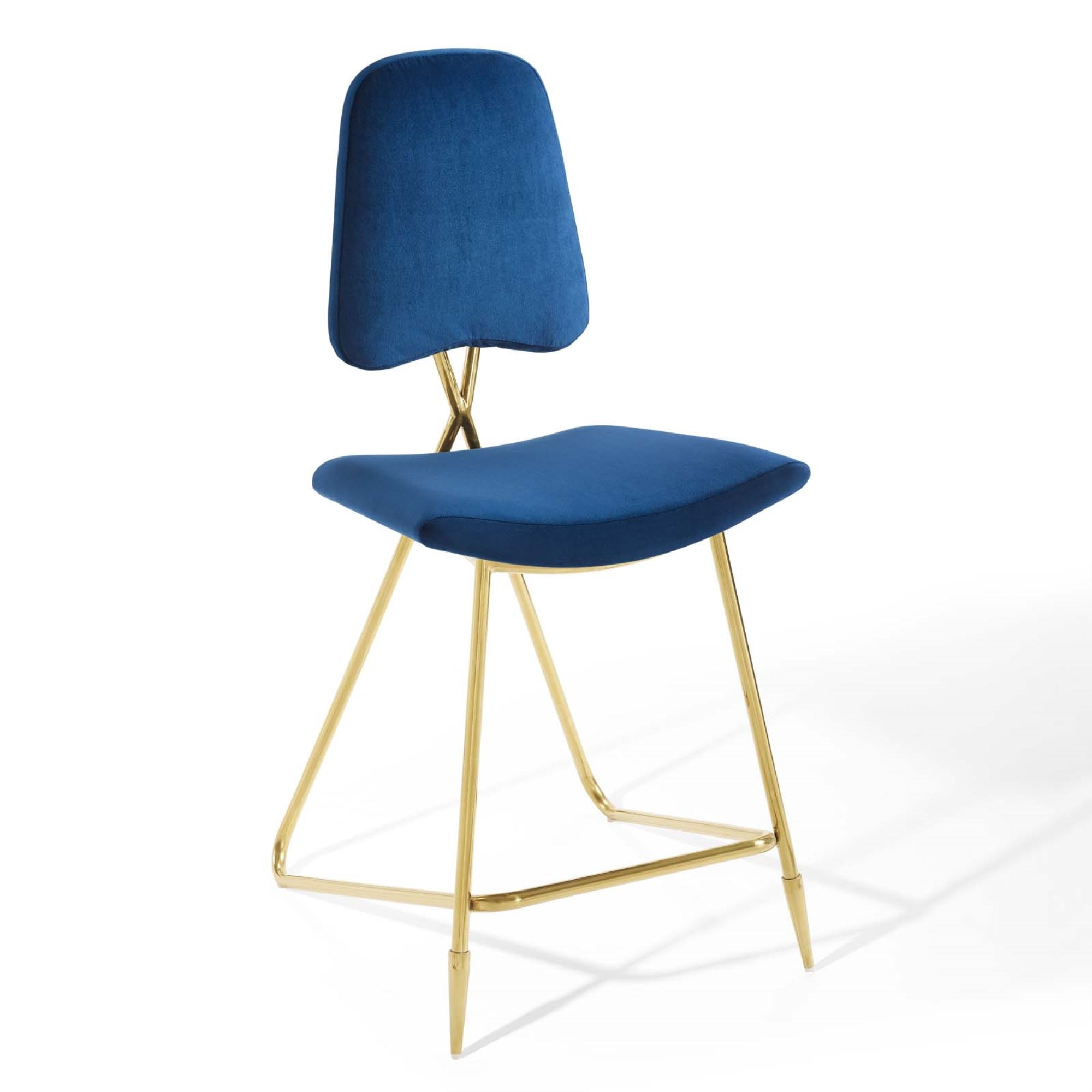 Ponder Performance Velvet Counter Stool Navy