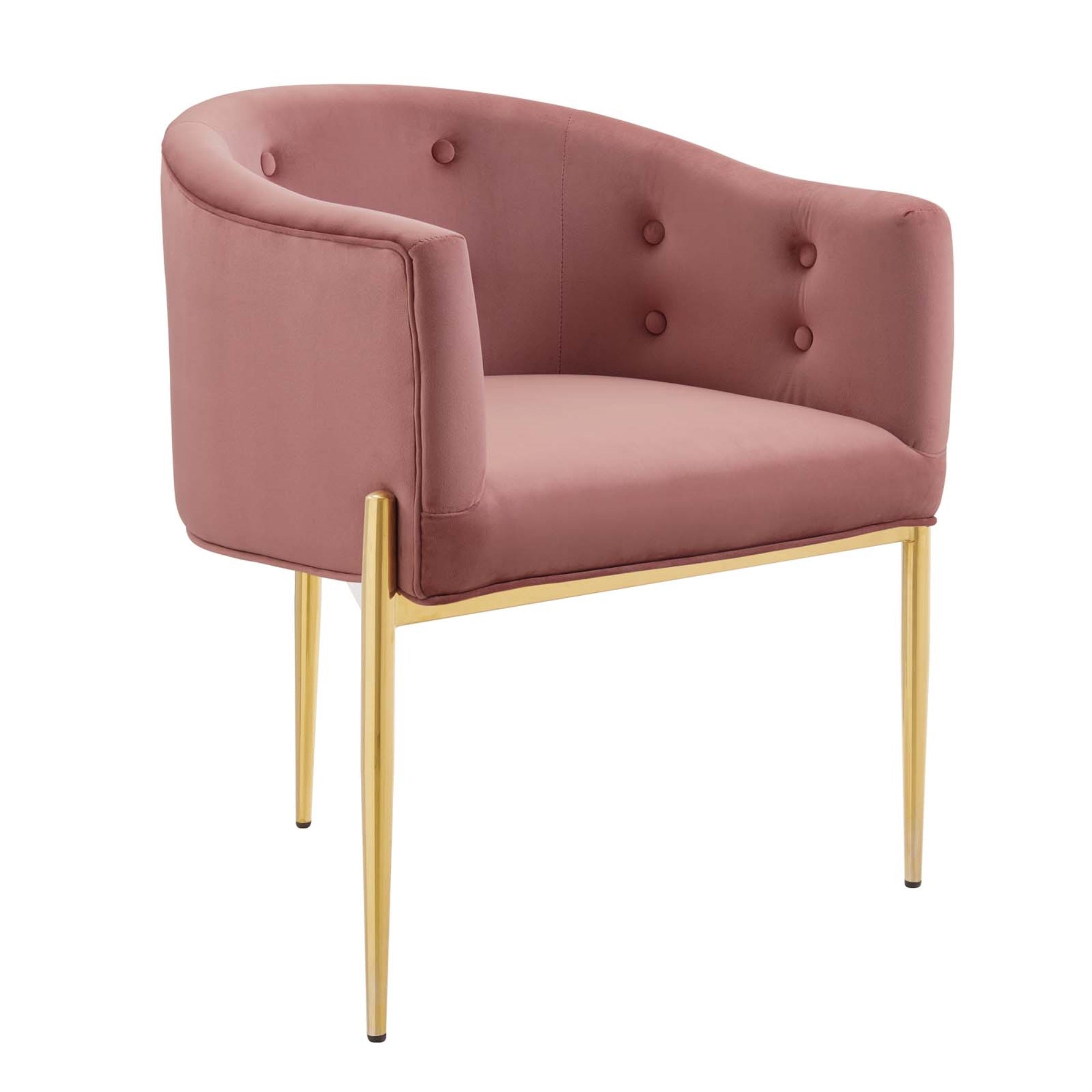 Savour Tufted Performance Velvet Accent Armchair - Elegant And Practical Chair For Living Room, Dining Room, Bedroom, Or Office. Stain-Resistant Velvet Upholstery, Comfortable Foam Padding, Chrome Gold Legs. 300 Lbs Weight Capacity. Includes One Chair.