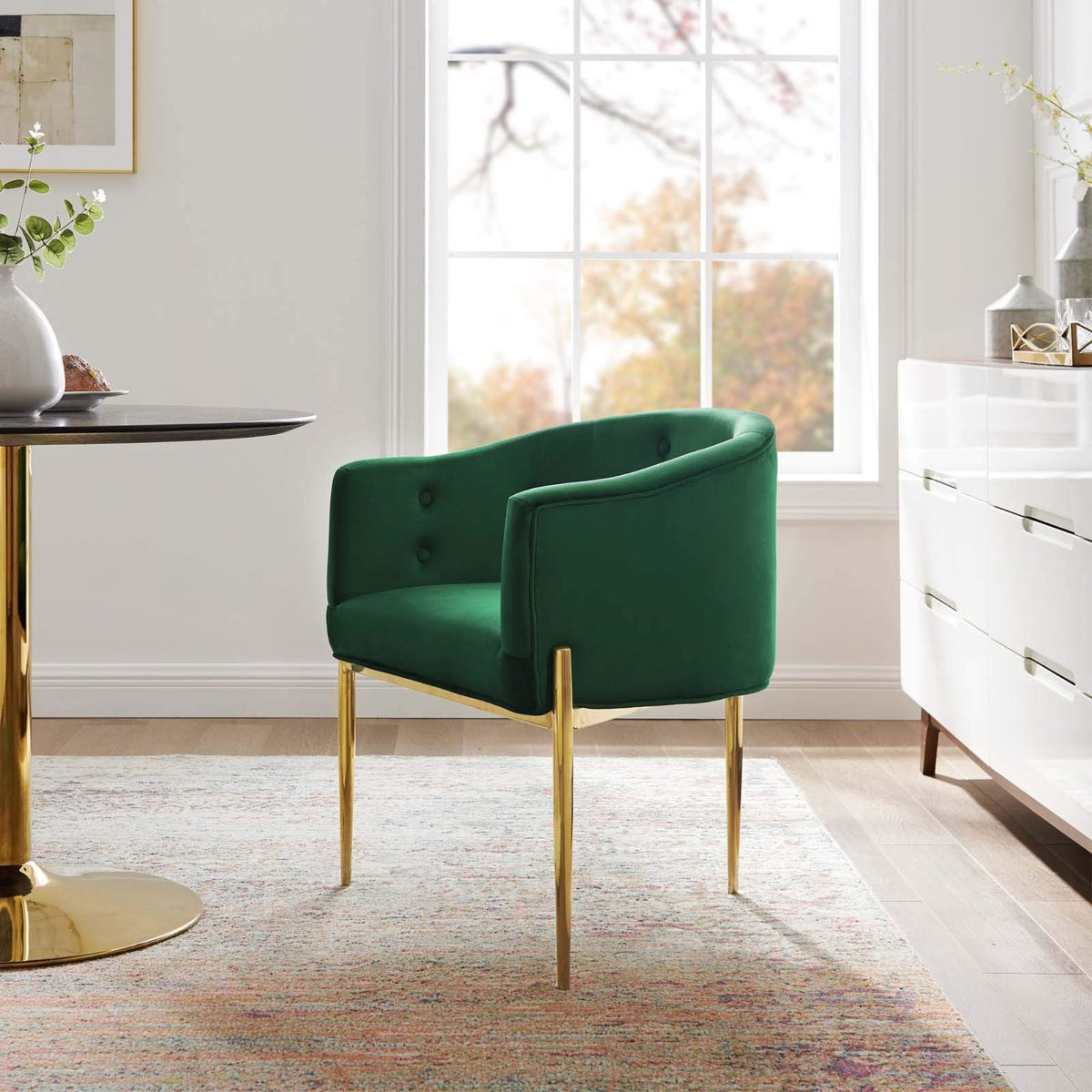 Casafoyer Savour Tufted Performance Velvet Accent Chair In Emerald