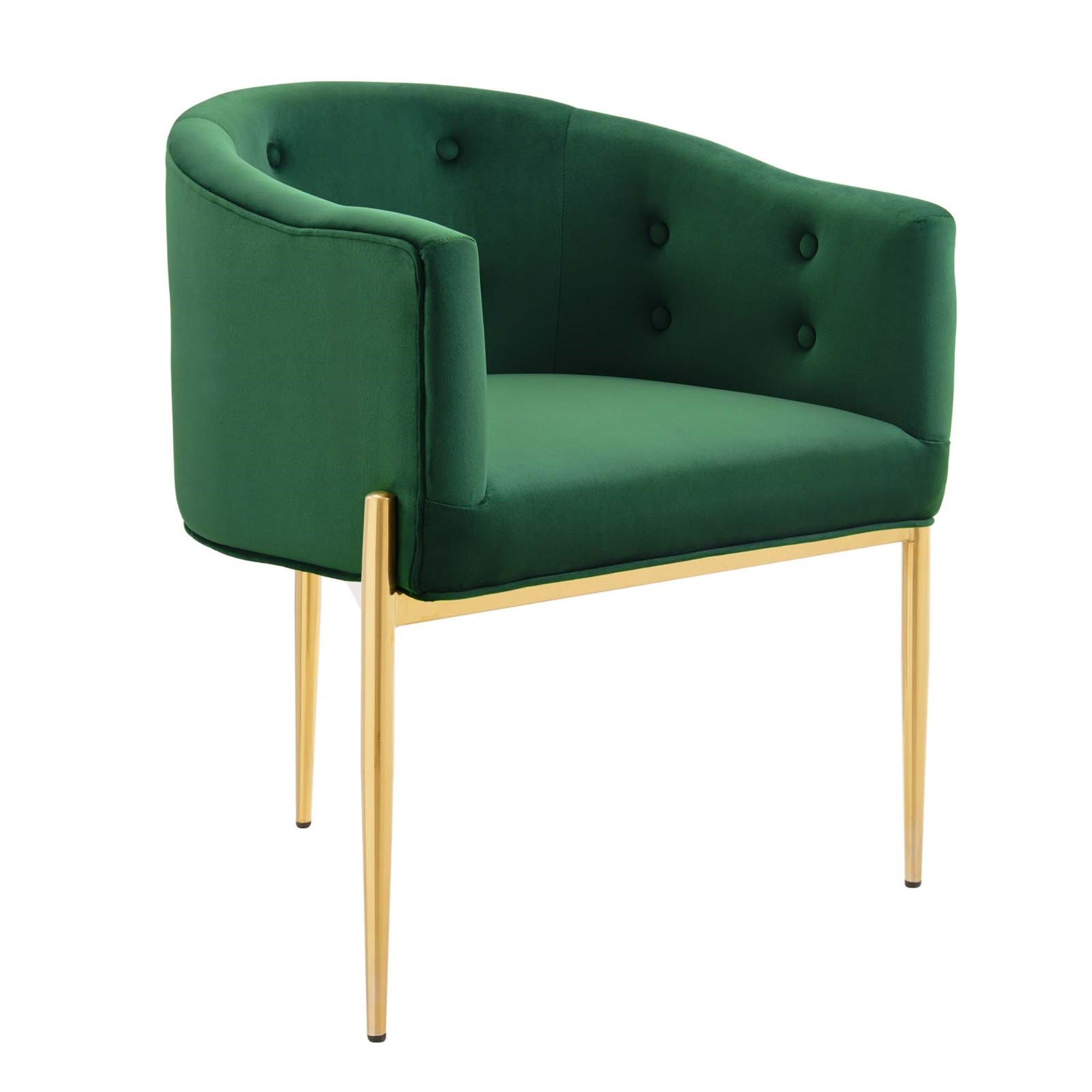 Savour Tufted Performance Velvet Accent Armchair - Opulent & Sophisticated Design, Stain-Resistant Upholstery, Cozy Seating, Chrome Gold Legs, 300 Lbs Weight Capacity