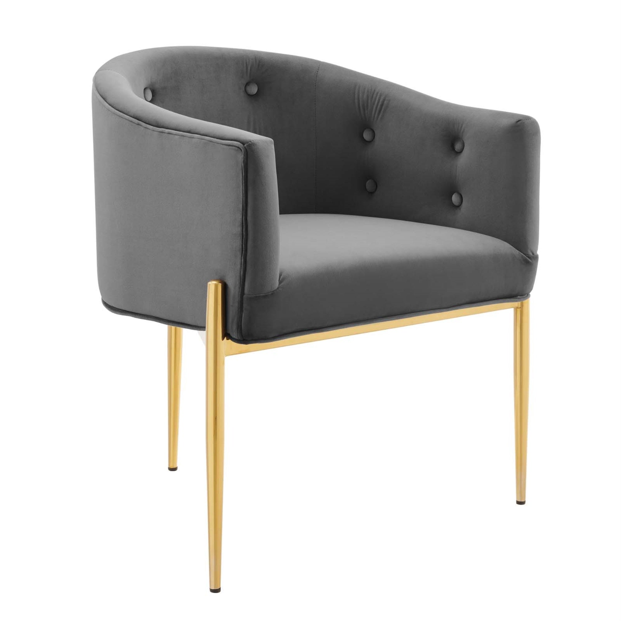 Savour Tufted Performance Velvet Accent Chair Gray