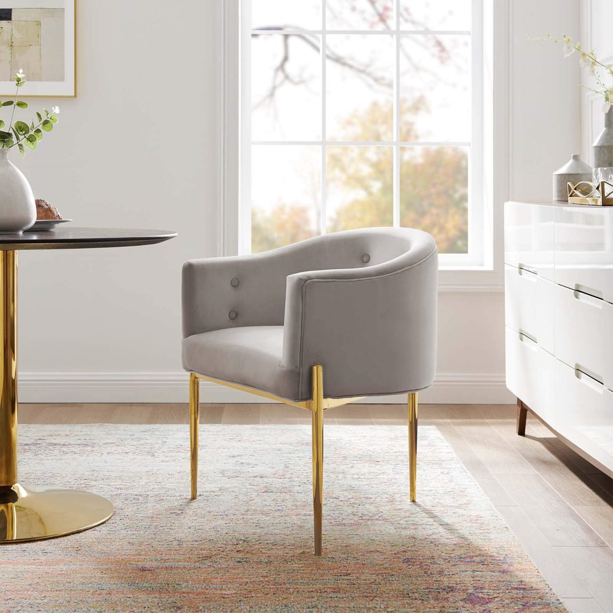Casafoyer Savour Tufted Performance Velvet Accent Chair In Light Gray