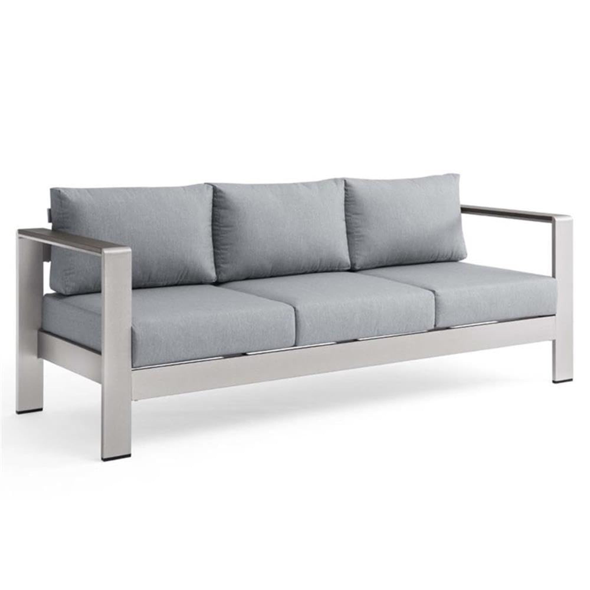 Casafoyer Shore Outdoor Patio Aluminum And Fabric Sofa In Silver/Gray