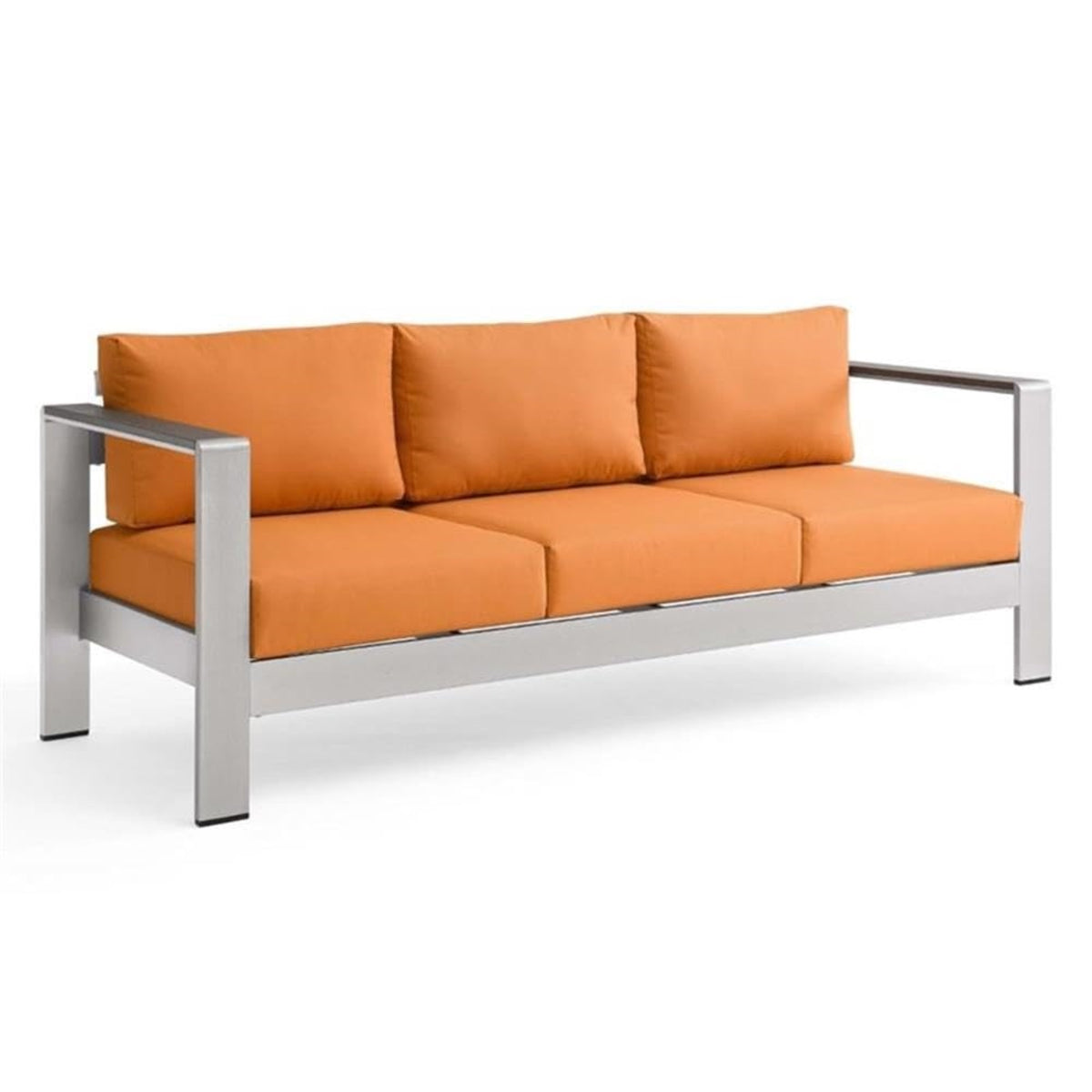 Casafoyer Shore Outdoor Patio Aluminum And Fabric Sofa In Silver/Orange