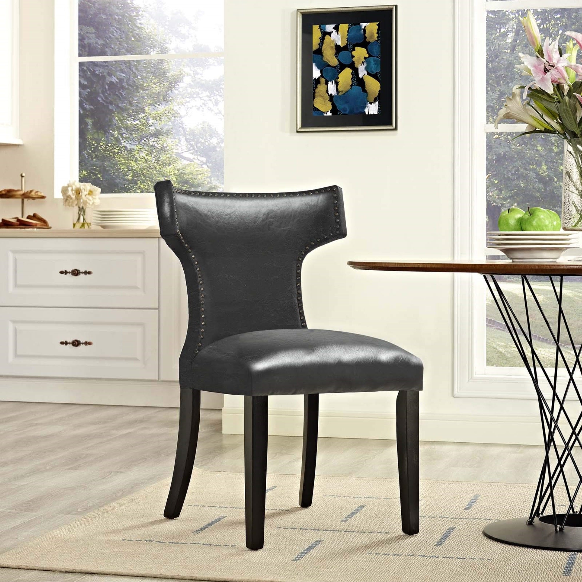 Casafoyer Curve Vinyl Dining Chair, Black