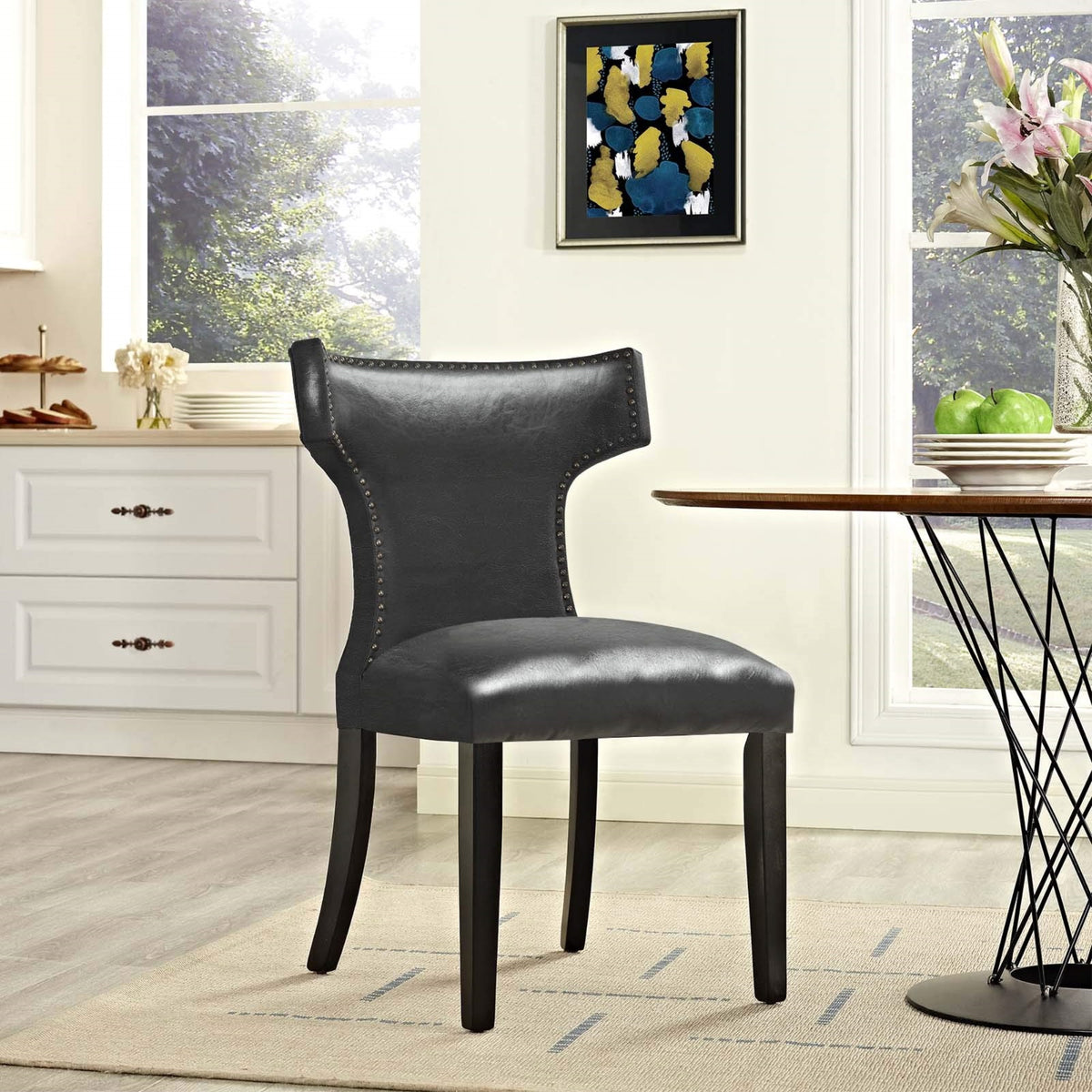 Casafoyer Curve Vinyl Dining Chair, Black