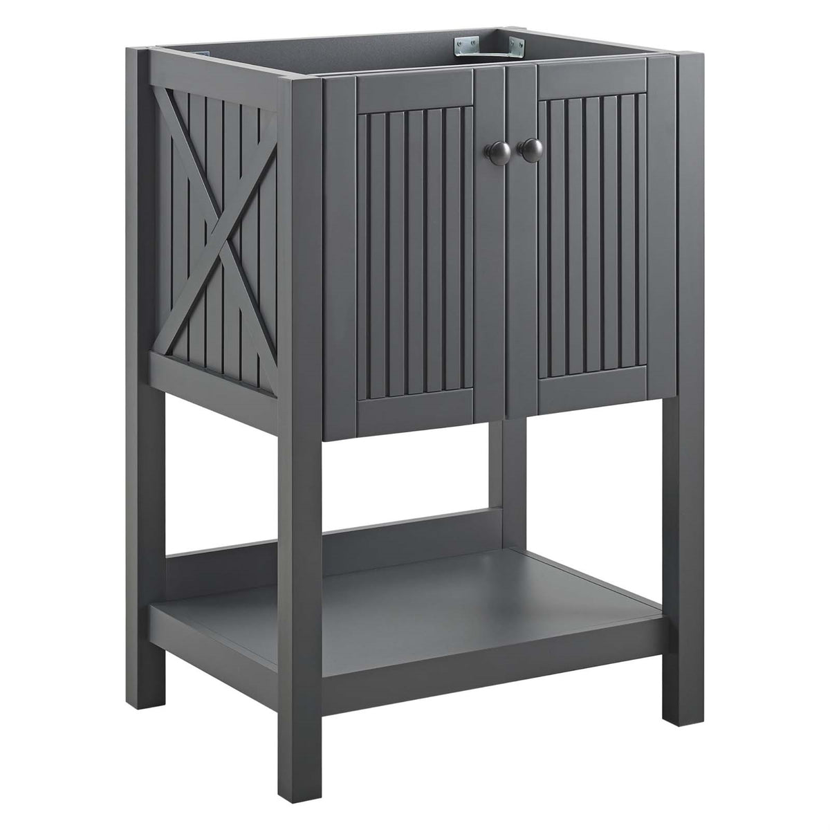Steam Bathroom Vanity Cabinet - Rustic Charm With Clean Lines, Soft-Close Doors, Hidden Storage, And Open Shelf - Durable Wood And Mdf Particleboard - Assembly Required (Sink Basin Not Included)
