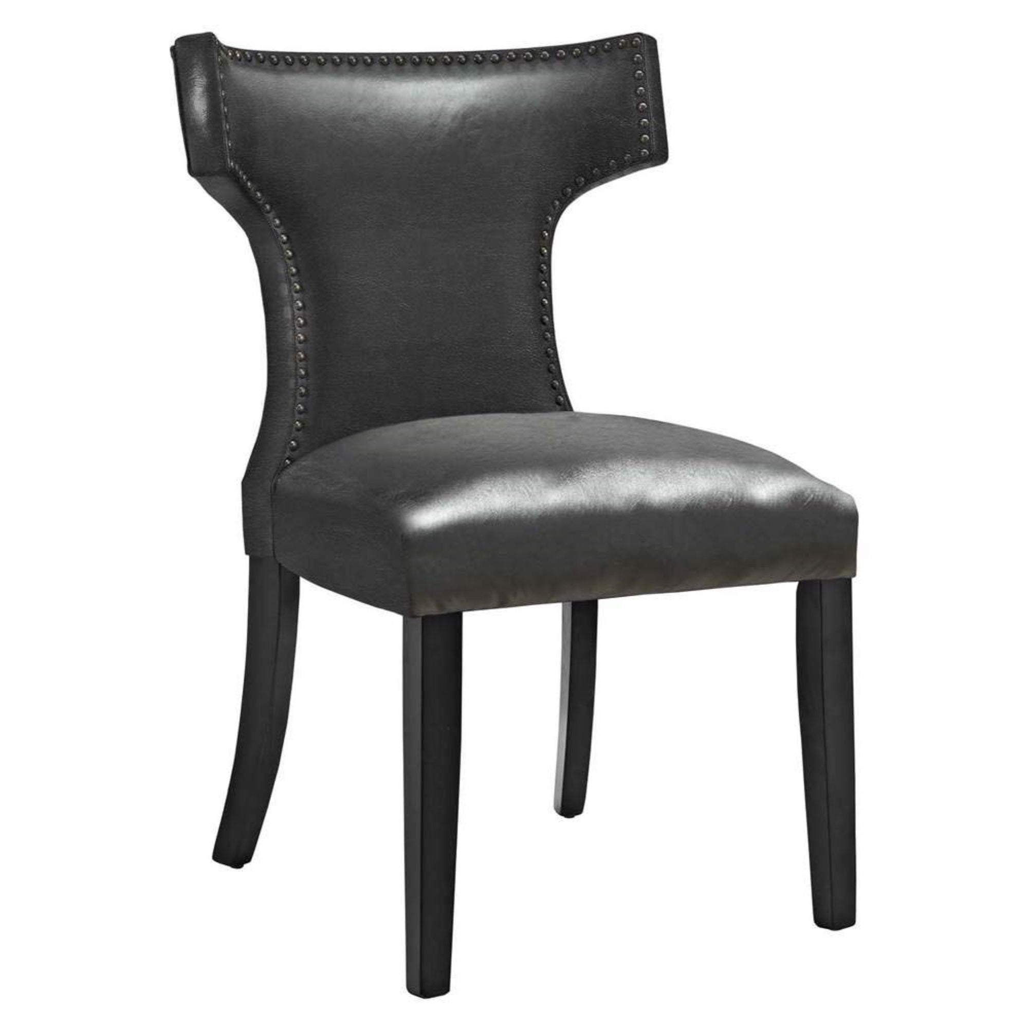 Casafoyer Curve Vinyl Set Of 2, Two Dining Chairs, Black