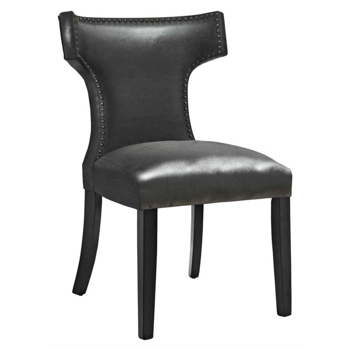 Casafoyer Curve Vinyl Set Of 2, Two Dining Chairs, Black