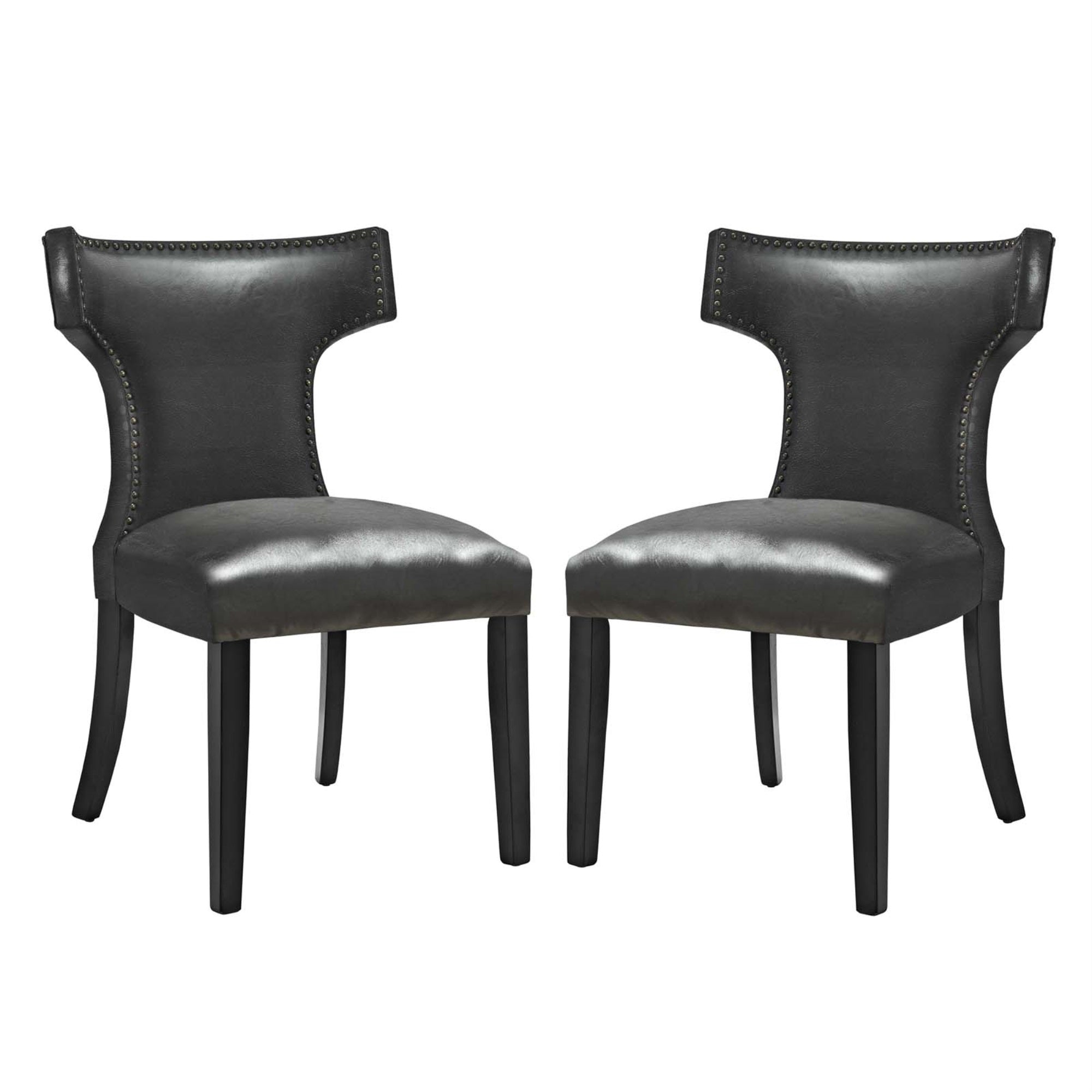 Curve Dining Chair Vinyl Set Of 2 Black