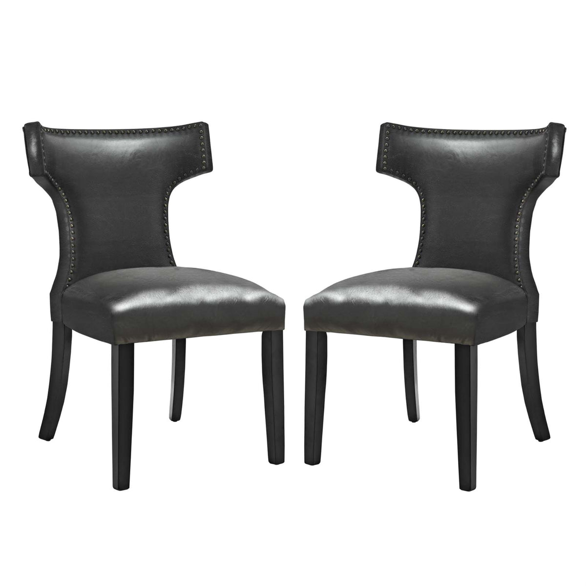 Curve Dining Chair Vinyl Set Of 2 Black